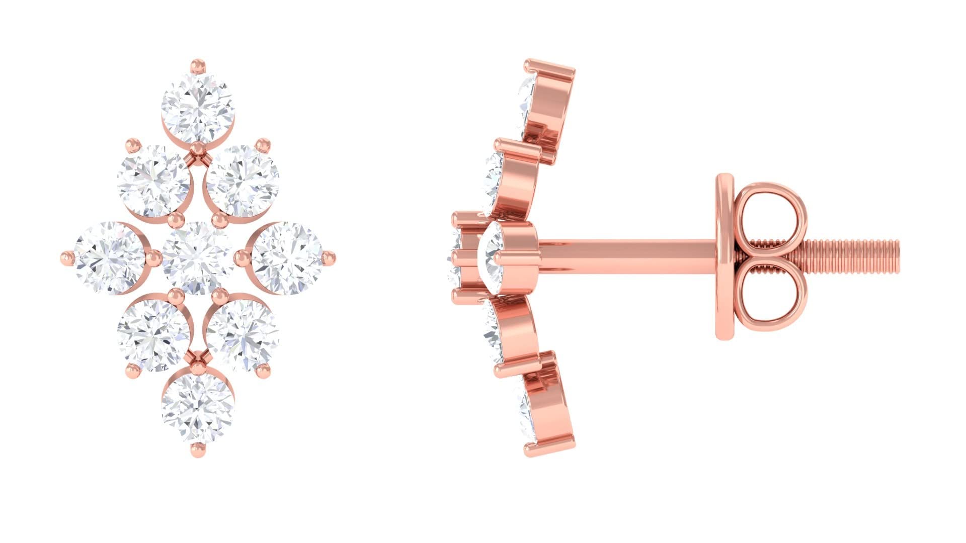 10K Solid Gold Zircon Stud Earrings for Women - Cubic Zirconia Cocktail Earrings, CZ Gold Stud Earrings - Perfect for Parties, Weddings & Special Occasions