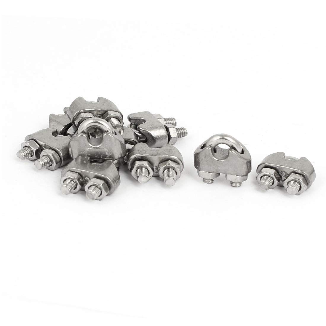 304 Stainless Steel Saddle Clamps - M3 1/8 Inch Cable Wire Rope Clips Fastener (10PCS) - Durable & Reliable for Marine, Automotive, and Construction Applications