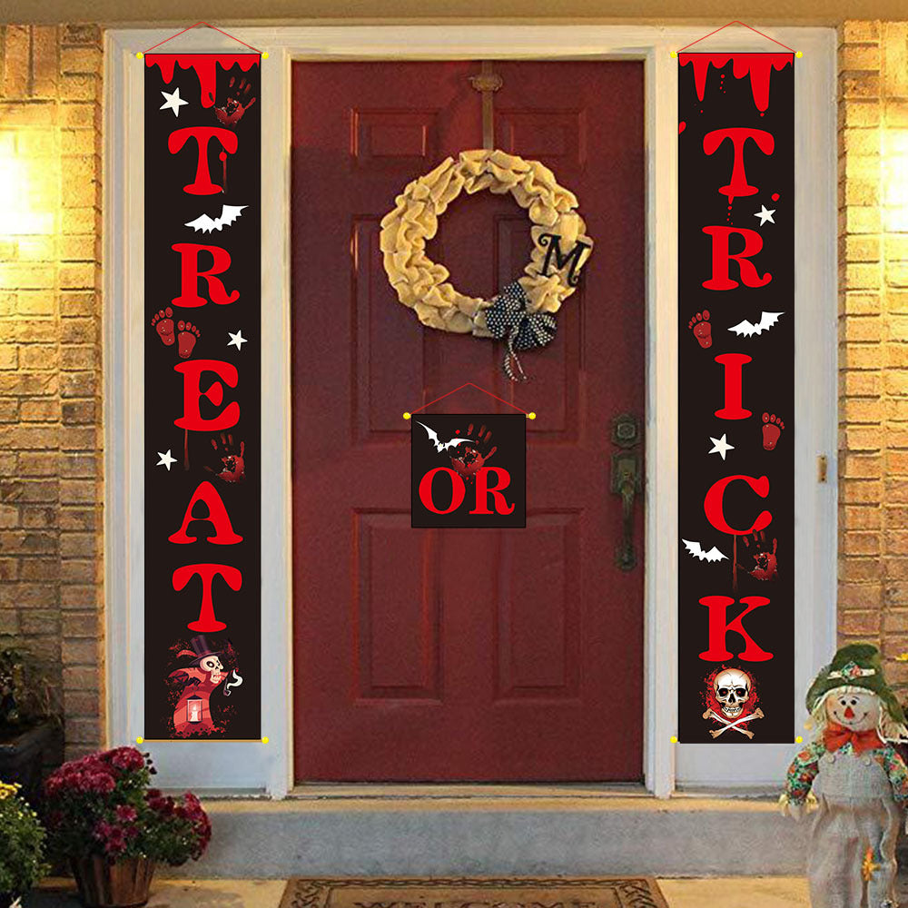 Spooky Halloween Outdoor Decoration Banner & Couplets Set - Perfect for Front Yard, Porch, and Party Decor