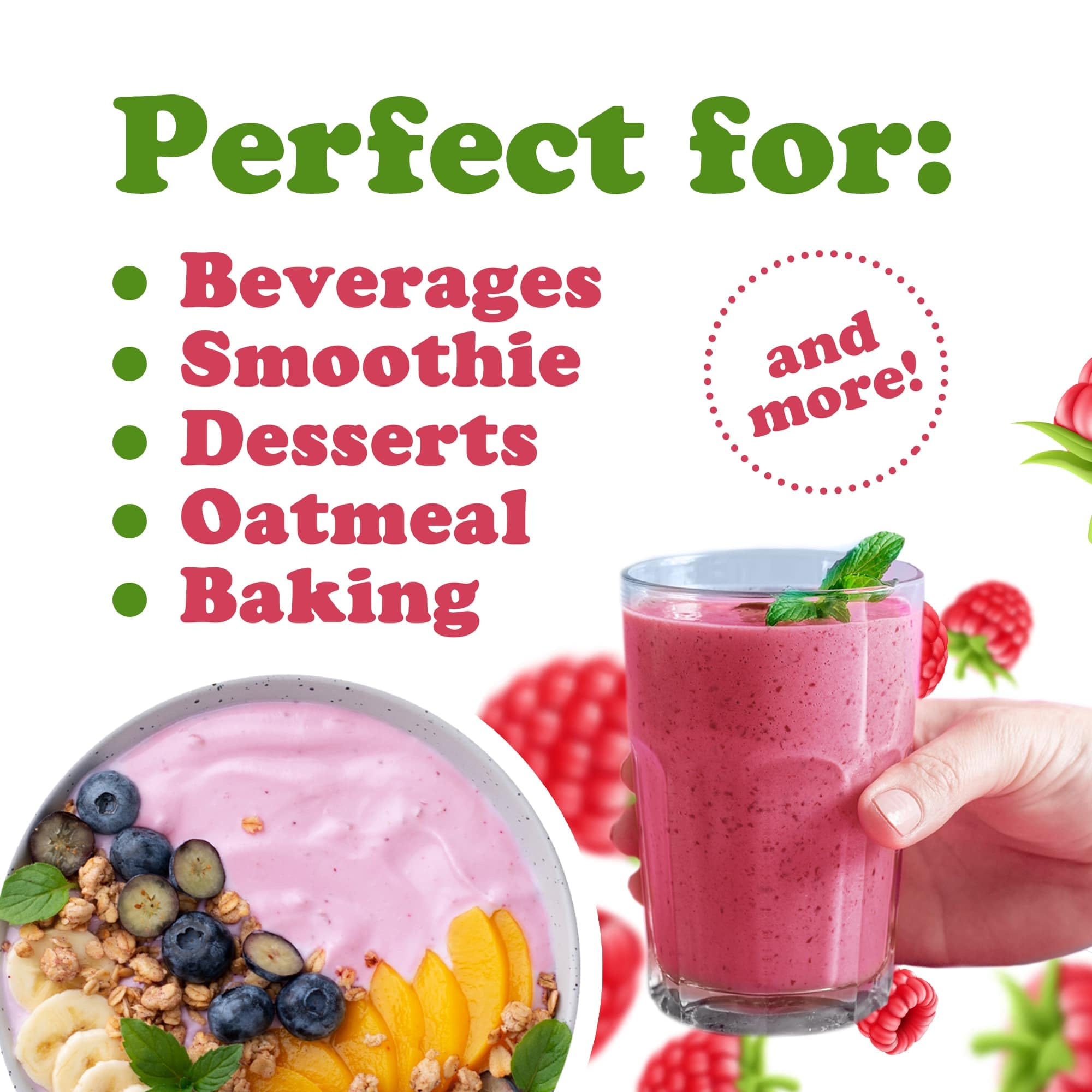 Organic Raspberry Powder 1lb - Non-GMO, Raw, Vegan Superfood | Rich in Amino Acids, Fatty Acids & Minerals | Perfect for Smoothies, Juices, Baking & Healthy Drinks | Gluten-Free Antioxidant Boost for Energy & Wellness