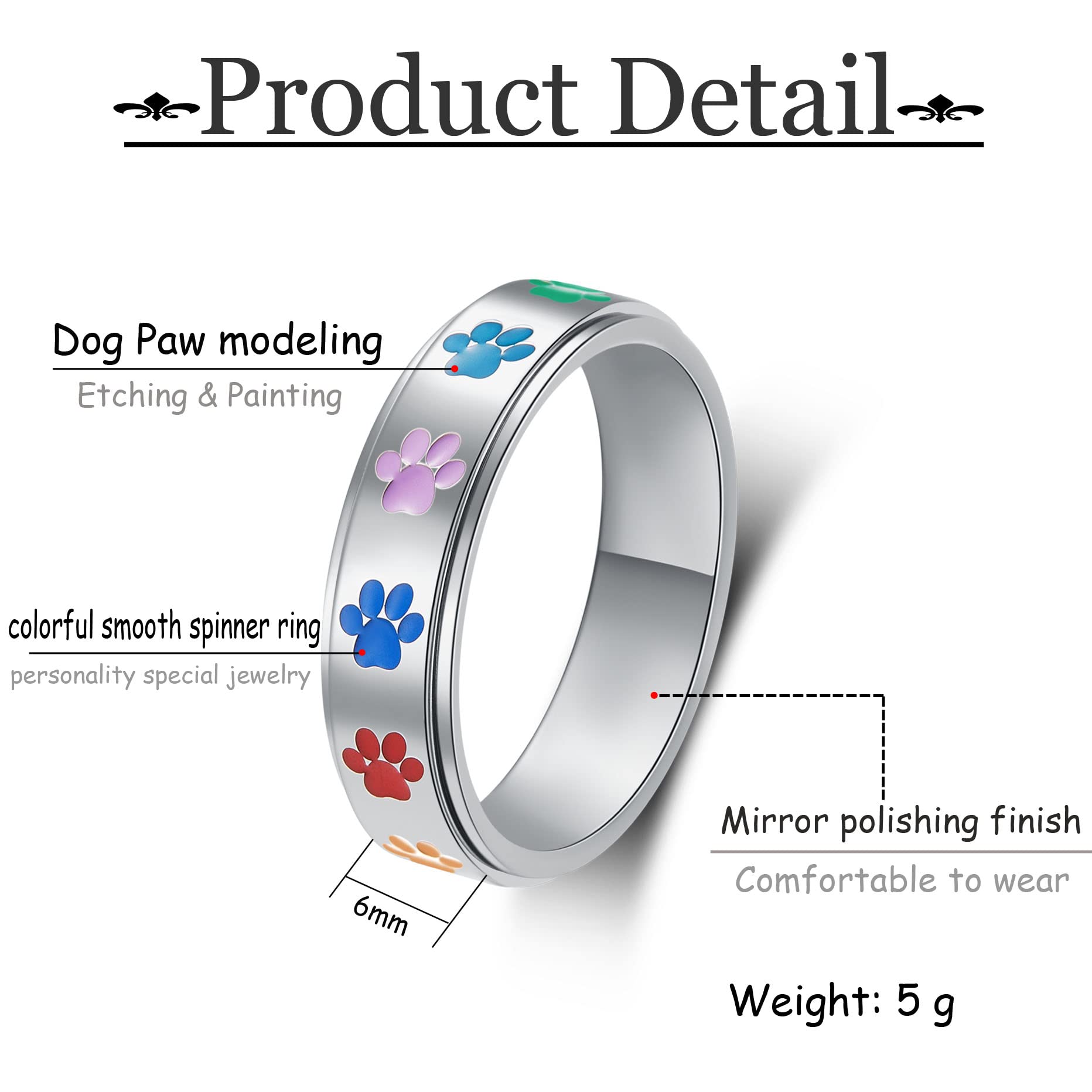 Anxiety Spinner Ring for Women & Men - Stainless Steel Moon Star Jewelry Gift for Stress Relief