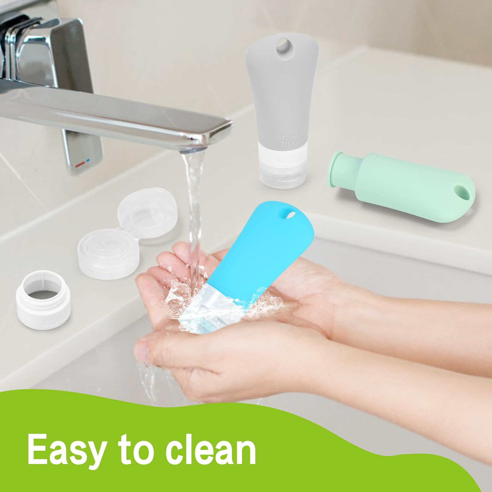**Leak-Proof Silicone Travel Bottle Set (3PCS, 2 oz) - BPA-Free, Squeezable & Refillable Toiletry Containers for Shampoo, Lotion & Cosmetics | Perfect for Air Travel, Gym & Vacation**