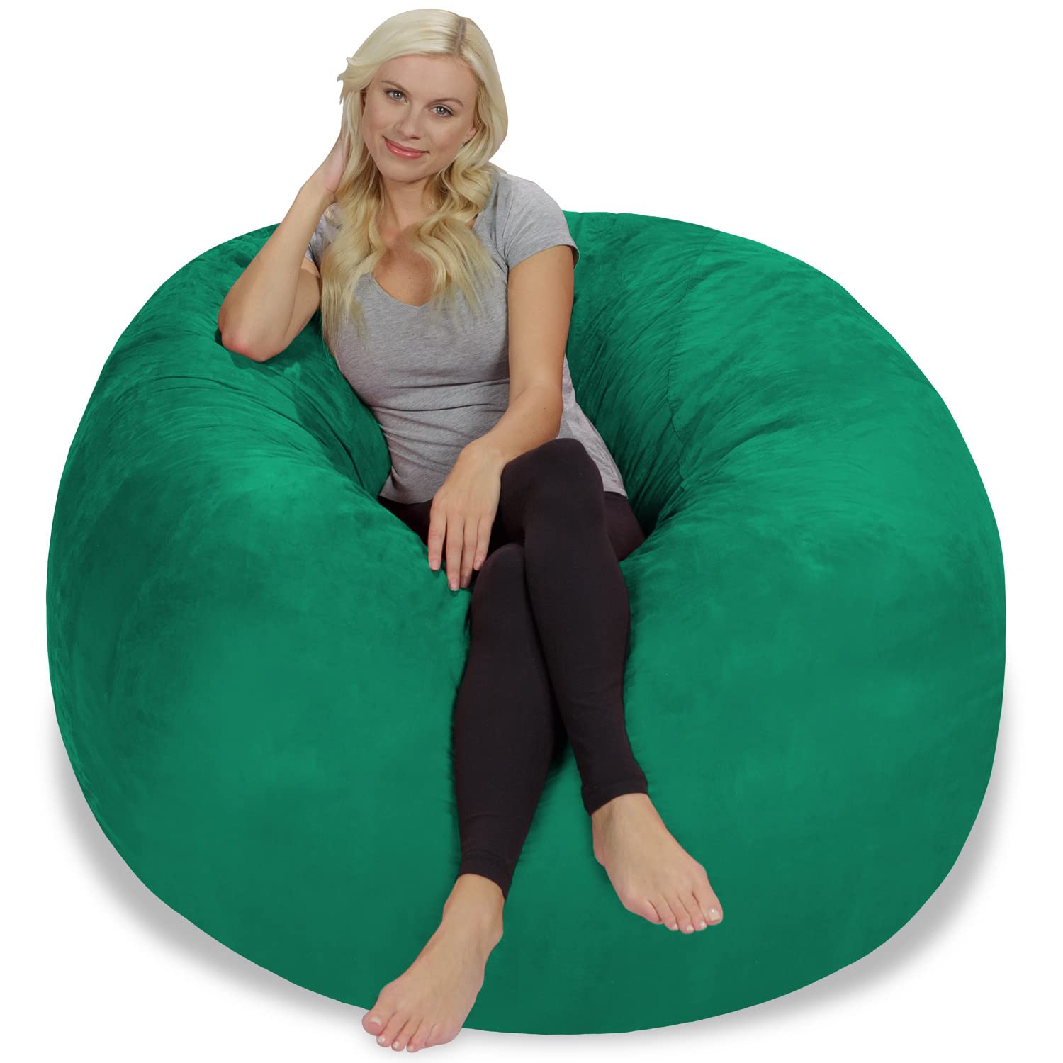 Chill Sack 5' Giant Memory Foam Bean Bag Chair - Ultra Soft Microfiber Cover in Seafoam Green - Perfect for Living Rooms, Game Rooms & Dorm Lounging