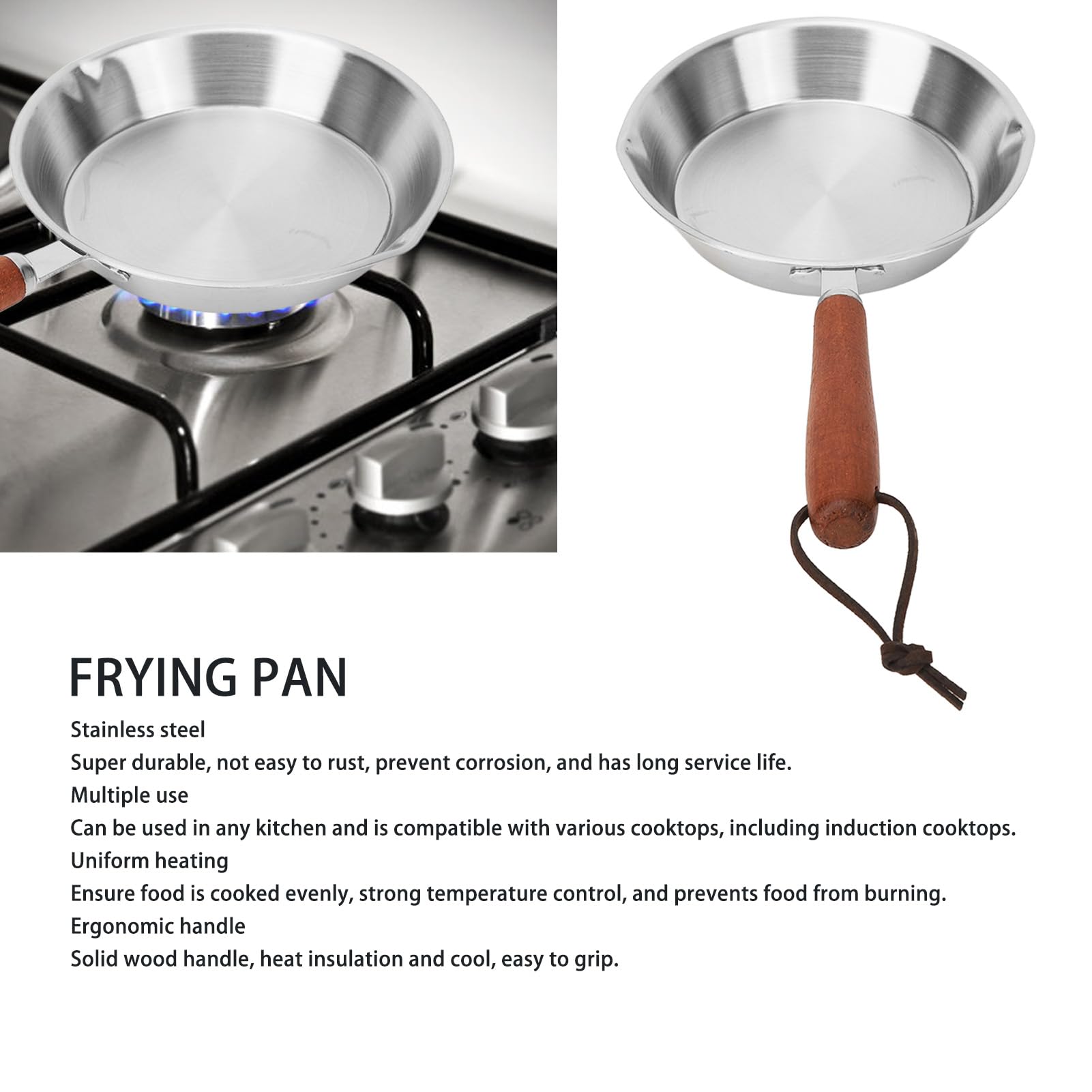 Premium Stainless Steel Non-Stick Frying Pan - 16cm Induction Compatible Skillet for Eggs, Pancakes & More | Perfect for Home Kitchen & Restaurant Use