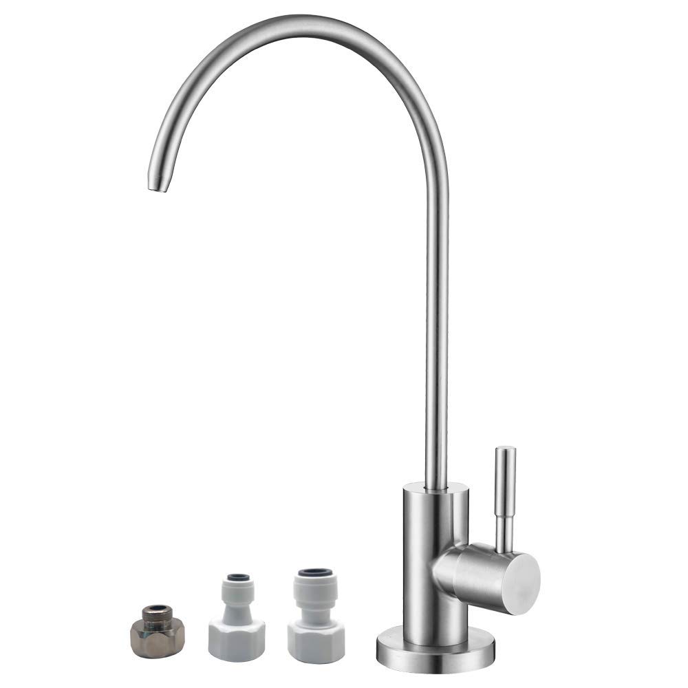 OWOFAN Brushed Nickel Kitchen Sink Faucet with Pull Down Sprayer and RO Water Filter Faucet Bundle - Modern High Arc Design for Easy Dishwashing and Water Filtration
