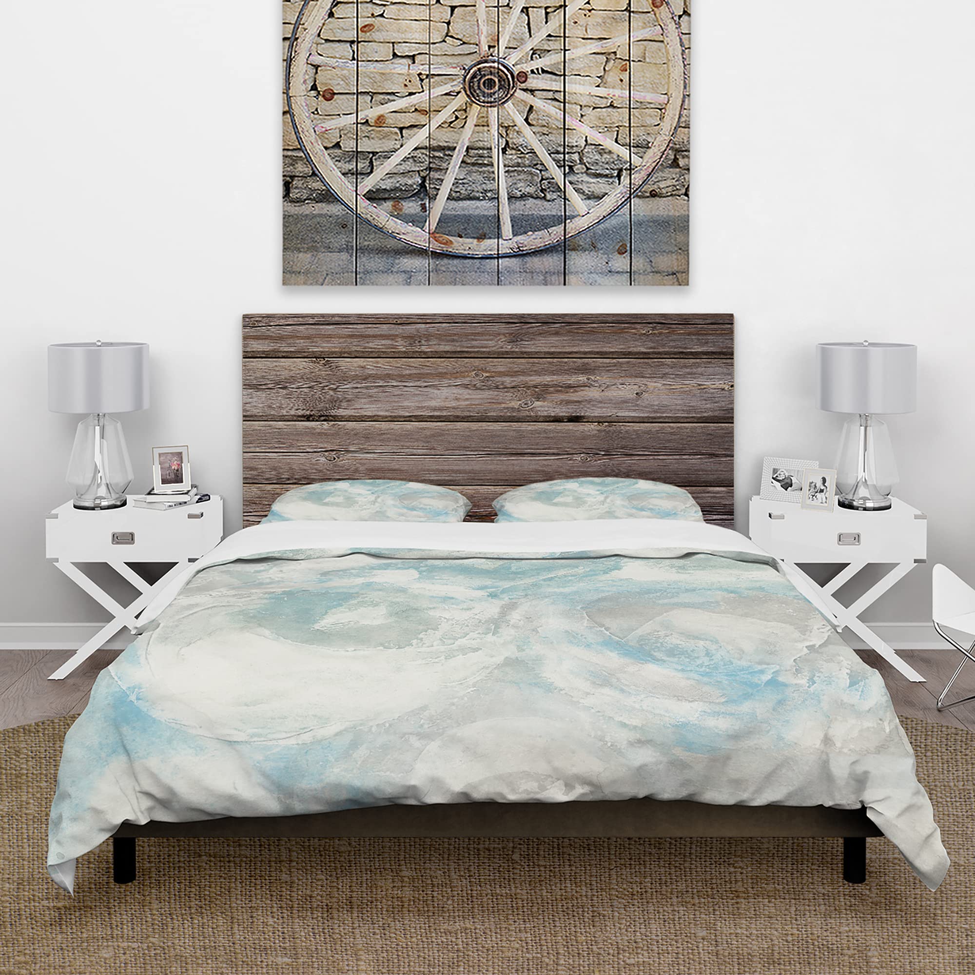 Nautical Blue Duvet Cover Set King - Coastal Cottage Bedding for All Seasons