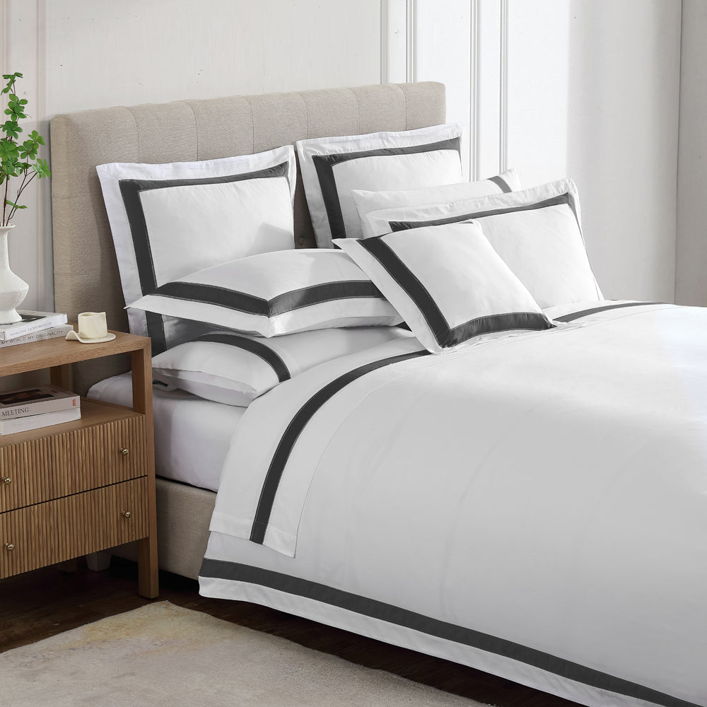 Luxury Bentley Charcoal Quilt Cover Set - King Size Bedding for Upscale Bedrooms | Perfect for Master Suites, Hotel-Style Bedrooms & Luxury Home Decor