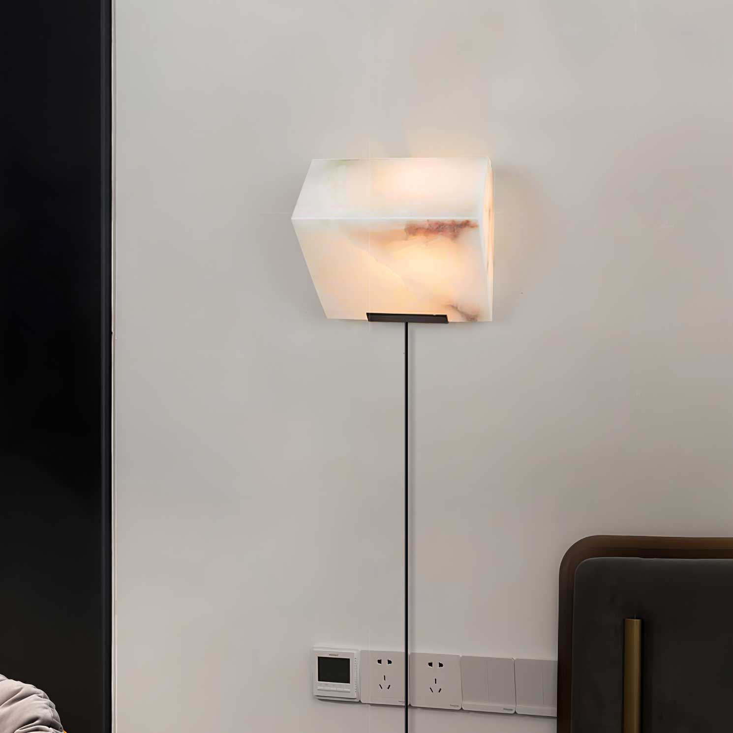 Alabaster Staircase Plug-in Wall Lamp - Modern Plug-in Sconce Lighting for Hallway, Bedroom & Staircase Decor