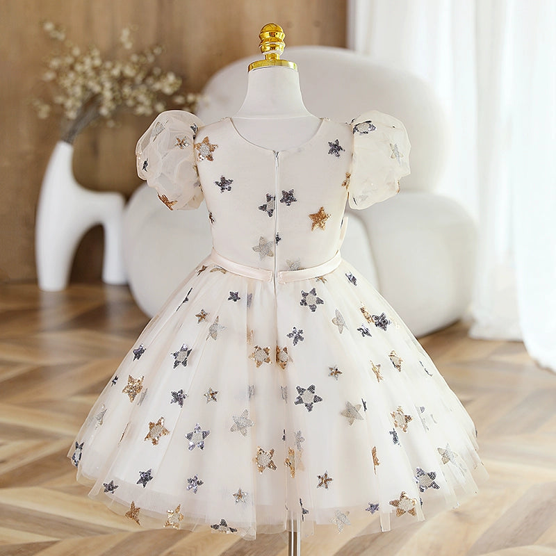 Sparkly Star Sequins Baby Girl Dress for Toddler Pageant, First Communion, Princess Party - Perfect for Special Occasions & Photo Shoots