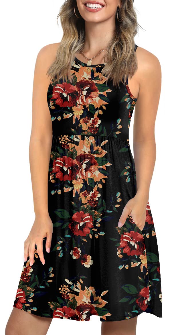 LONGYUAN Women's Summer Dresses 2022 - Stretchy Sleeveless Sun Dress with Pockets | Casual Beach Wear, Vacation Outfits & Summer Fashion