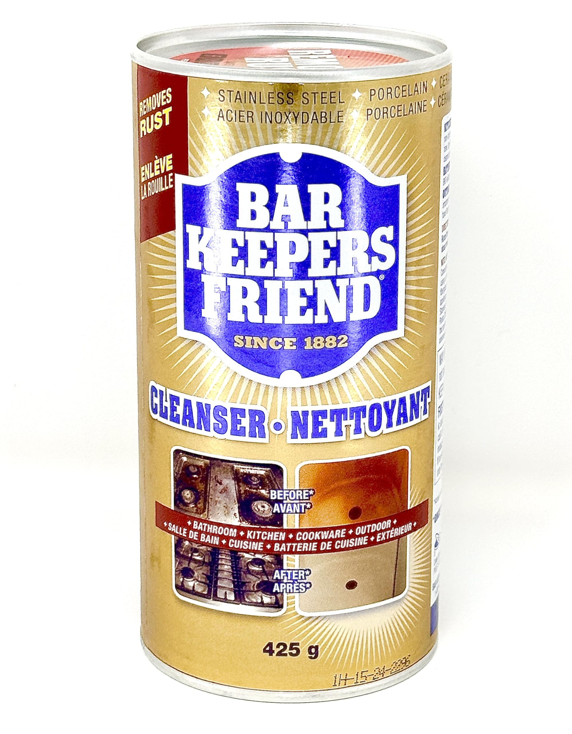 Bar Keepers Friend Cleanser Powder 425g - Multi-Purpose Stain Remover for Kitchen, Bathroom & Cookware | Rust & Hard Water Stain Remover