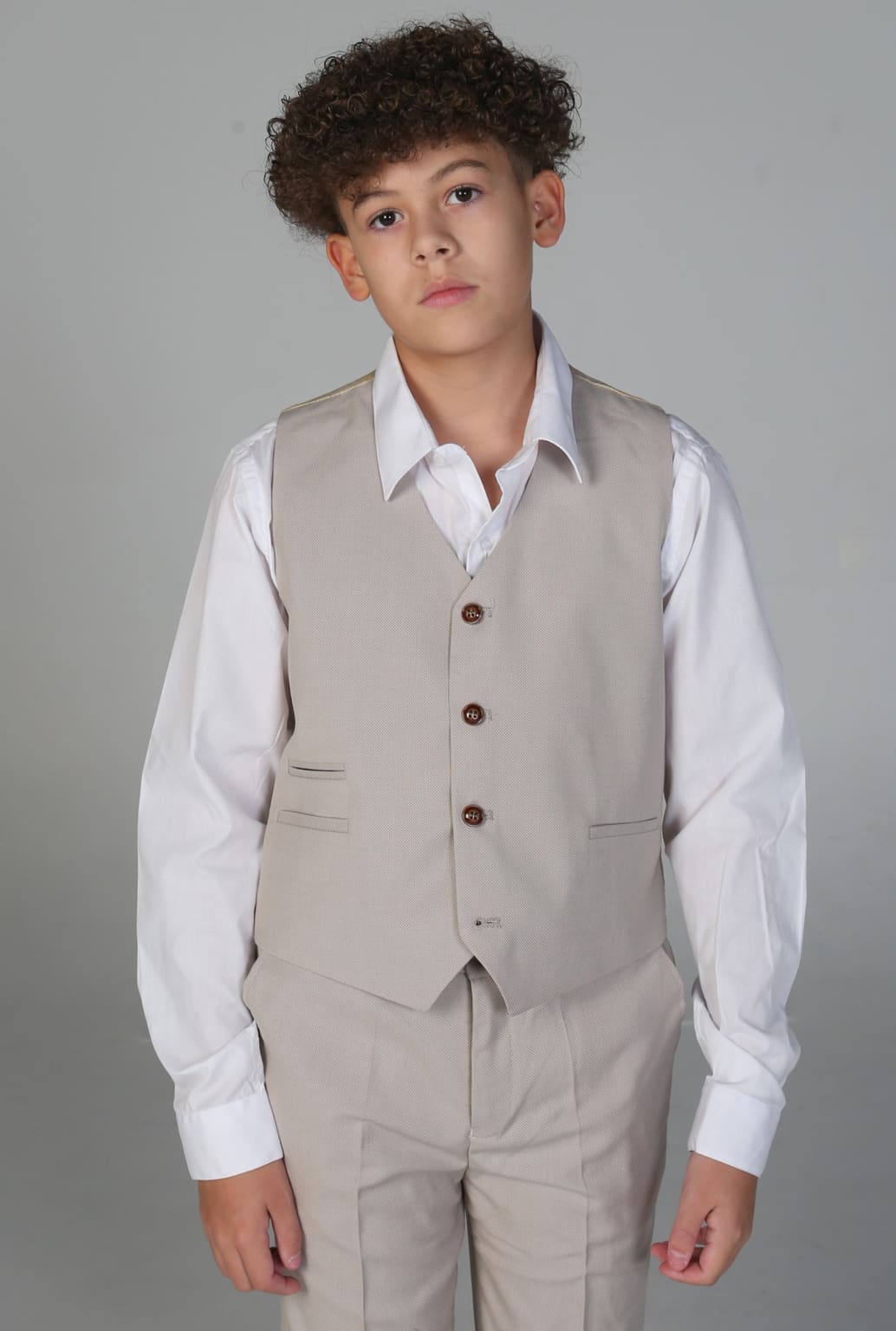 Stylish Boy's Mayfair Stone Three-Piece Suit Set | Formal Wear for Weddings, Parties & Special Occasions