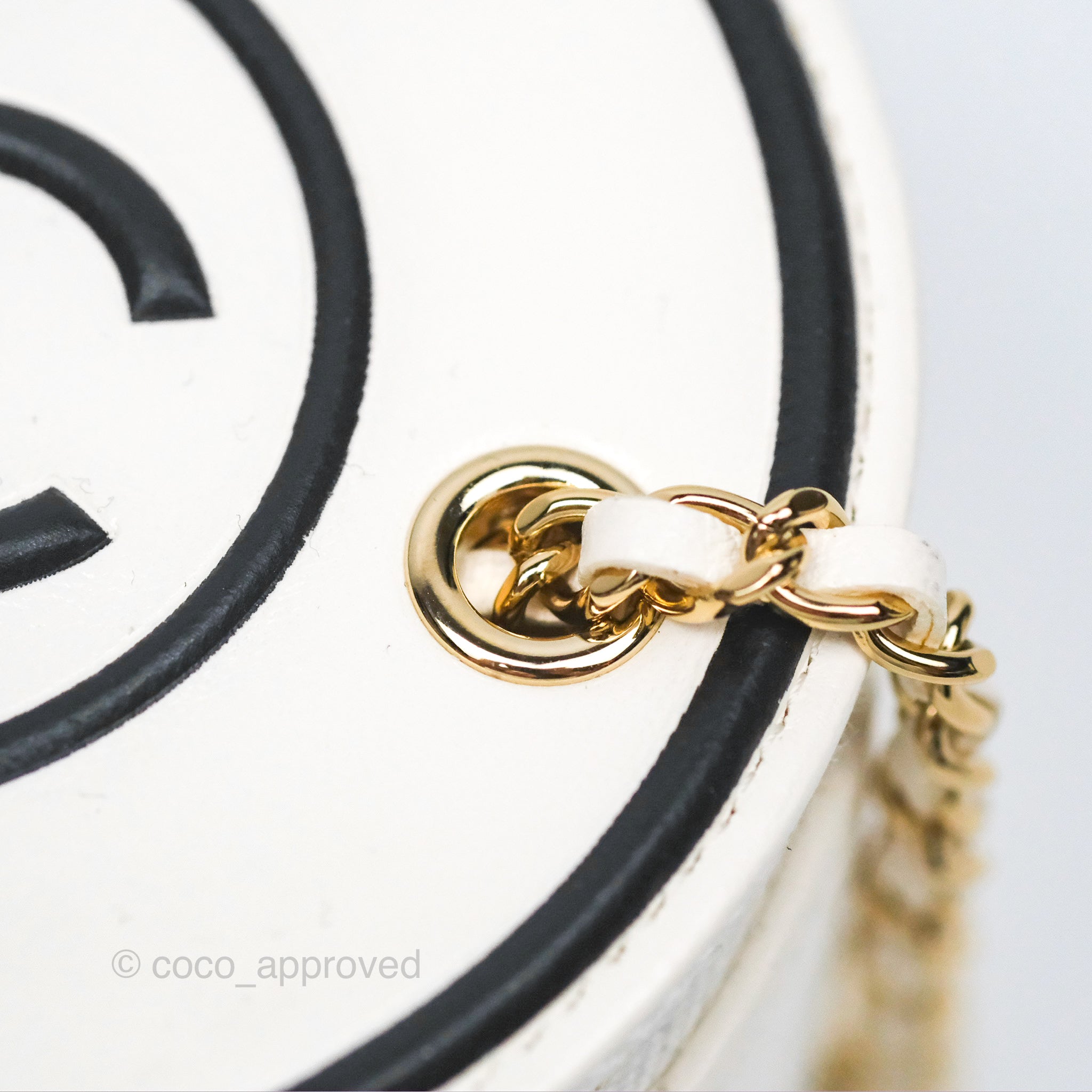 Chanel CC Quilted Round Vanity Clutch with Chain - White Lambskin & Gold Hardware | Luxury Evening Bag for Women, Perfect for Parties, Weddings & Special Occasions