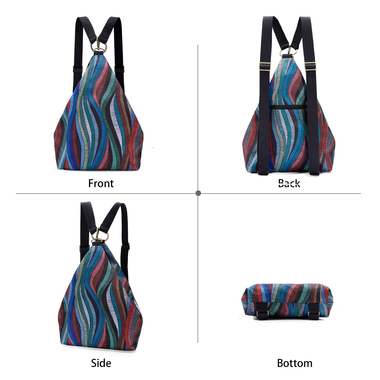 Black Butterfly Premium Bohemian Style Women's Backpack - Fashionable Casual Daypack & Small Purse (68 Multicolor) - Perfect for Travel, Work & Everyday Use