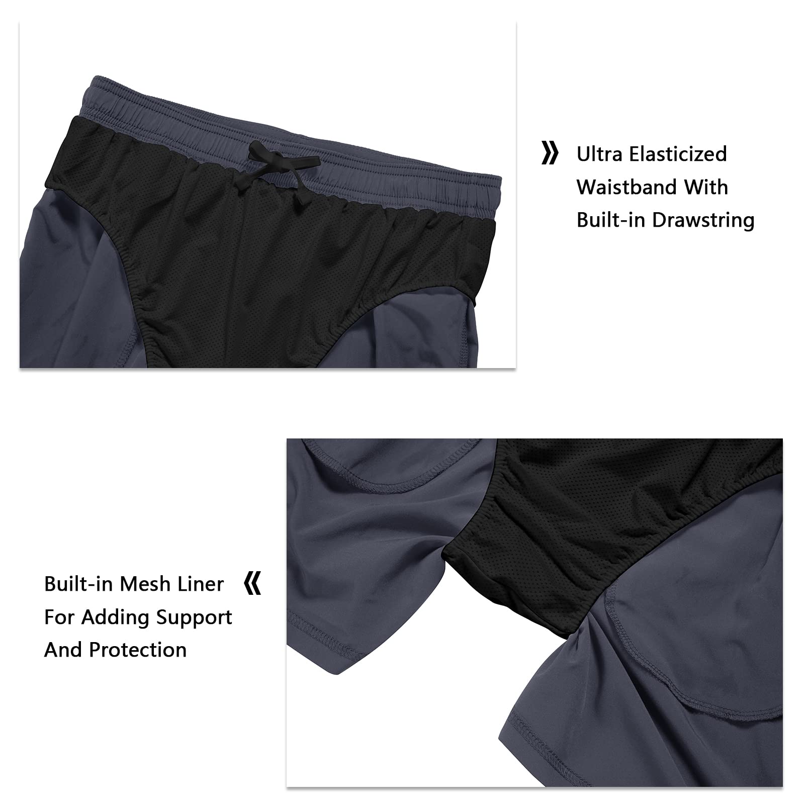Men's 5 Inch Running Shorts - Lightweight Quick-Dry Athletic Workout Gym Shorts with Liner & Zipper Pockets for Jogging, Training & Outdoor Sports