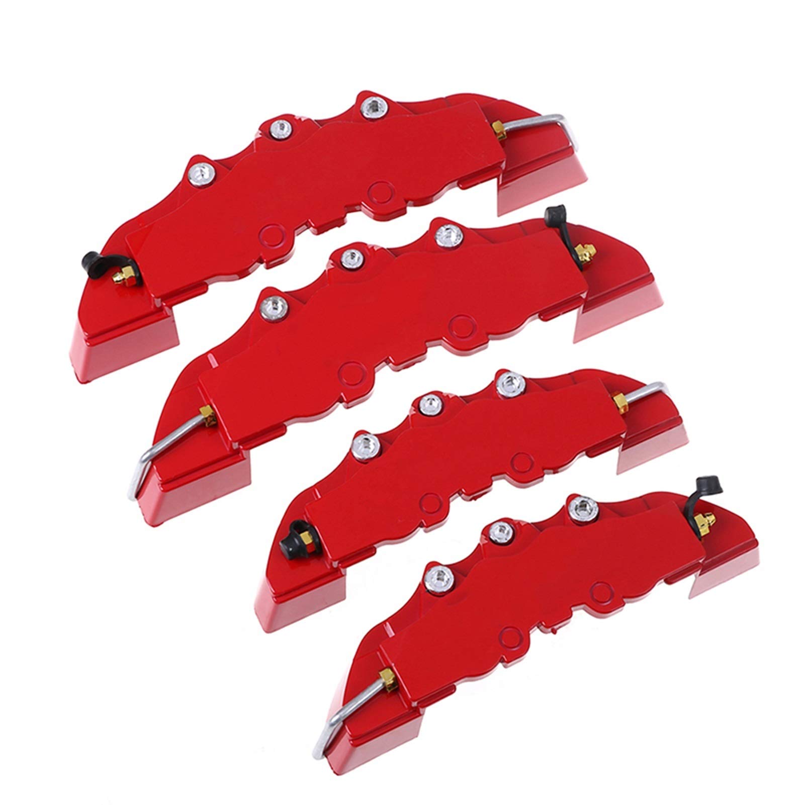 DLZYQ 4-Piece Universal Plastic 3D Car & Truck Brake Caliper Covers - Red Front & Rear Disc Brake Kit for Enhanced Vehicle Appearance | Perfect for Auto Shows & Custom Car Modifications