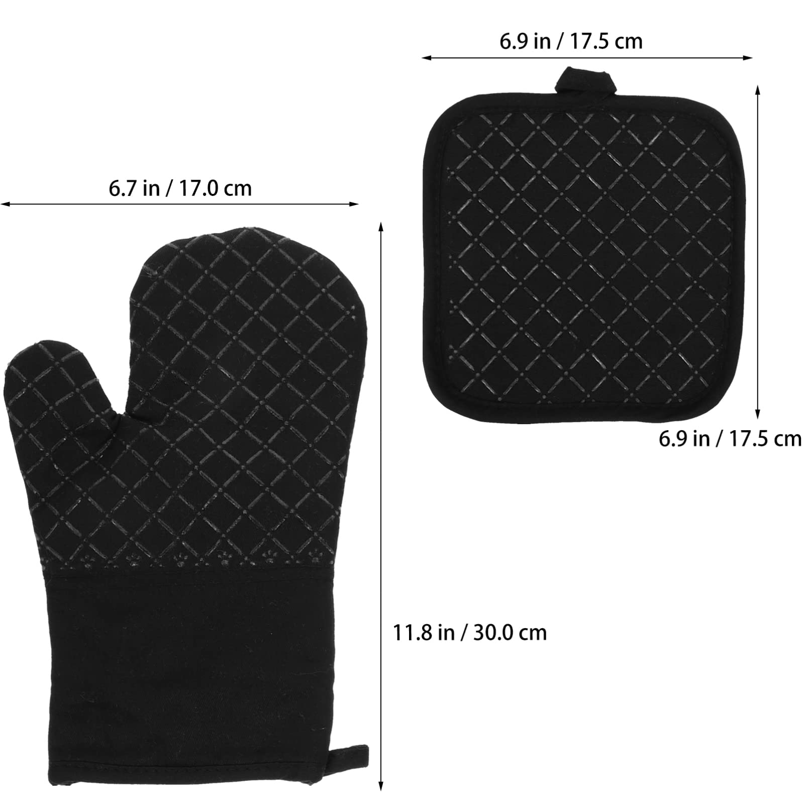 Heat Resistant Silicone Oven Mitts & Pot Holders Set - Non-Slip BBQ Gloves for Baking, Grilling, Cooking - Microwave Safe Kitchen Gloves for Hot Pans, Baking Sheets & Grill Accessories - Perfect for Home Cooking, Outdoor BBQ & Restaurant Use