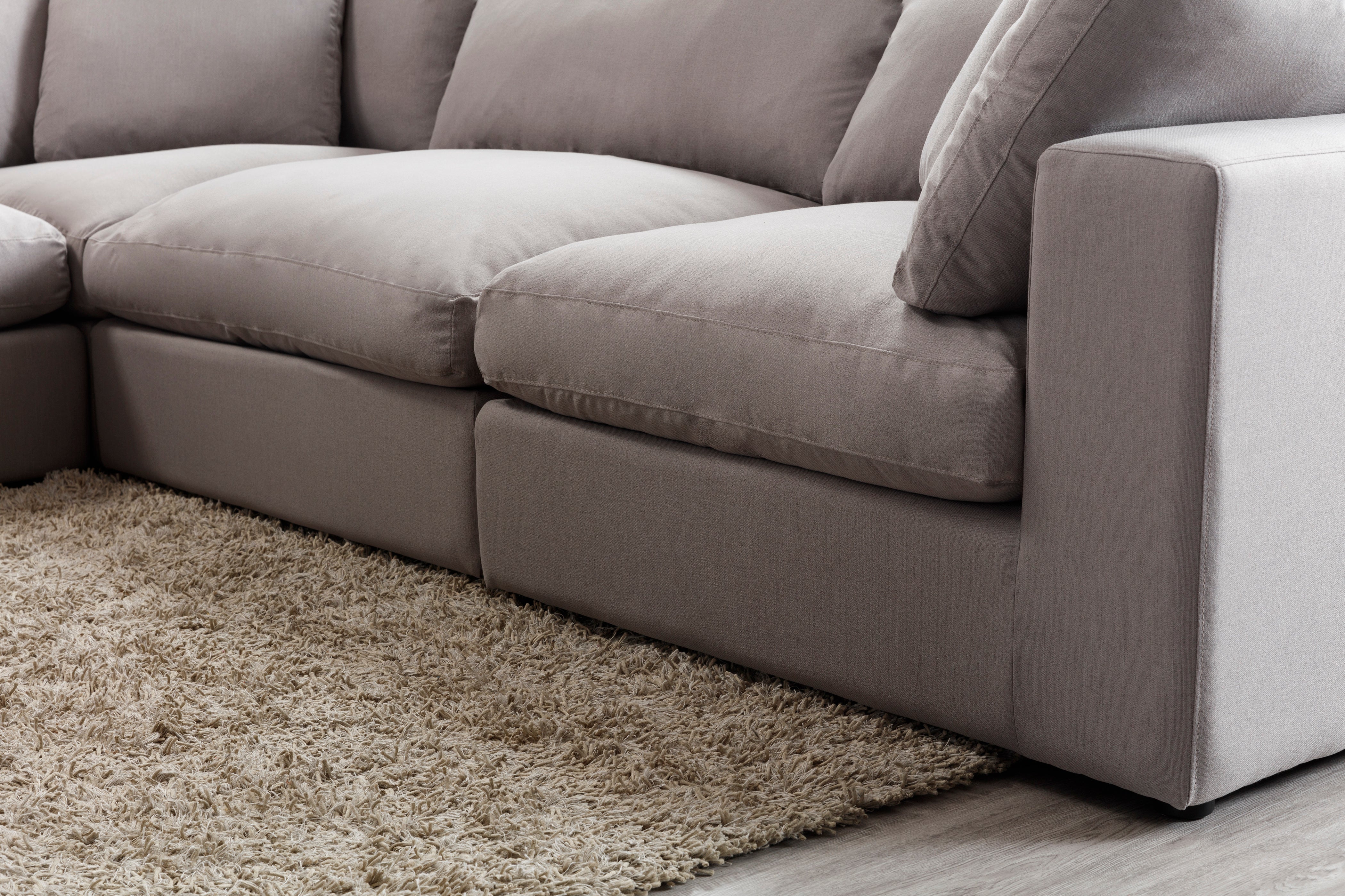 Rivas Modern Feather Fill 4-Piece Modular Sectional Sofa in Graphite - Perfect for Living Room, Lounge & Family Room Comfortable Seating