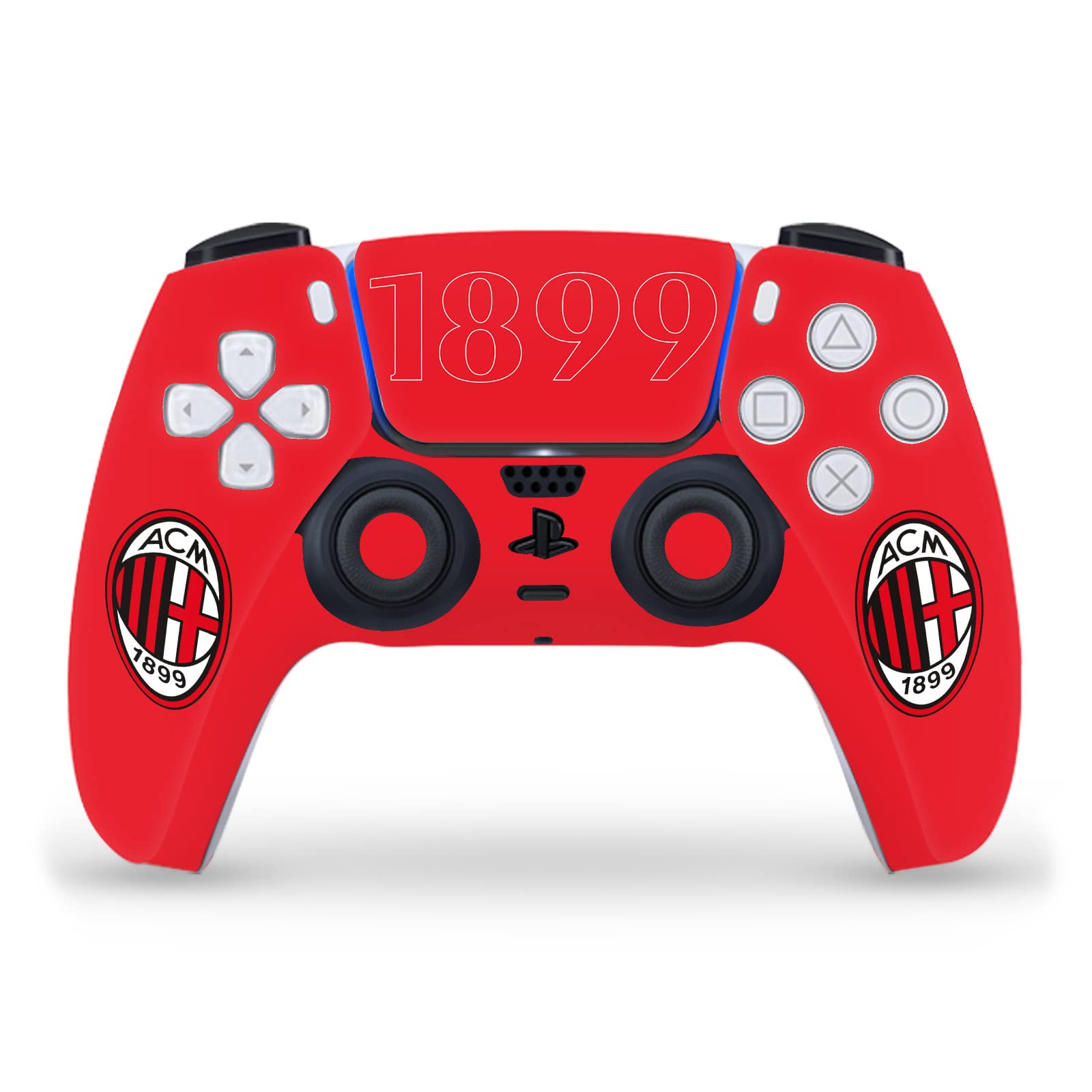 Official AC Milan 1899 Logo Black Vinyl Skin Sticker Compatible with Sony PlayStation 5 PS5 Slim/Pro Disc Edition Console & DualSense Controller - Gaming Decor for Football Fans
