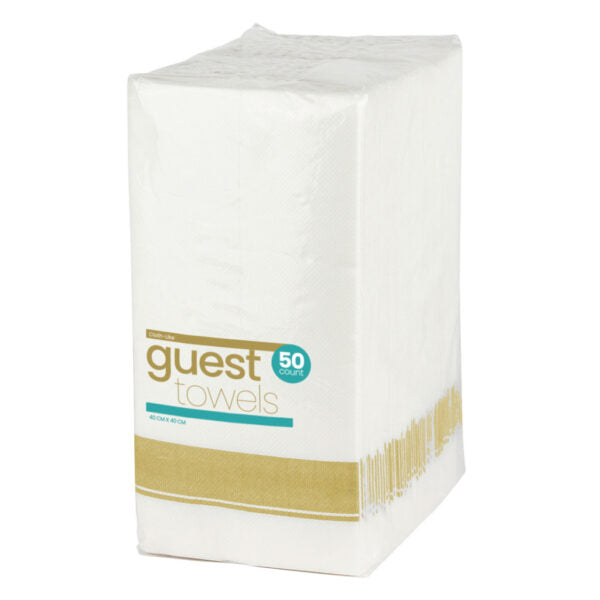 Premium Linen-Like White Dinner Napkins with Elegant Border - 50 Pack for Formal Dining, Parties & Special Occasions