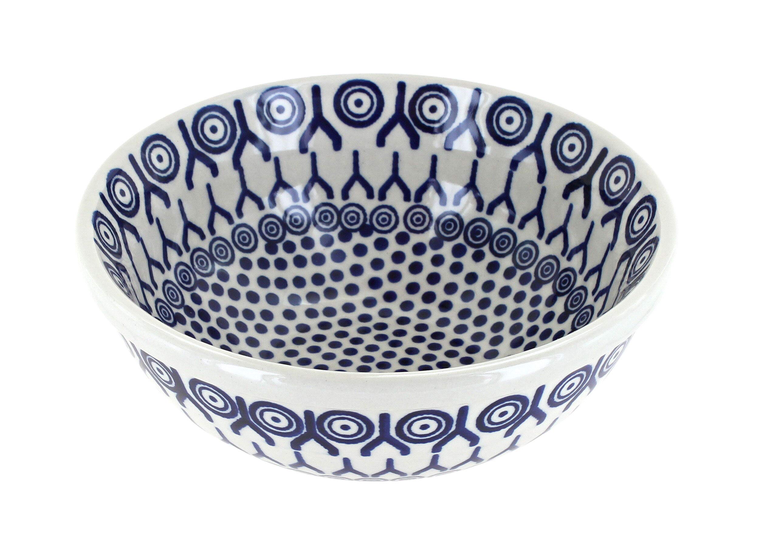 Handmade Blue Rose Polish Pottery Nova Cereal & Soup Bowl - Traditional Ceramic Dish for Breakfast, Soup, Salad - Perfect for Home Dining & Gift Giving