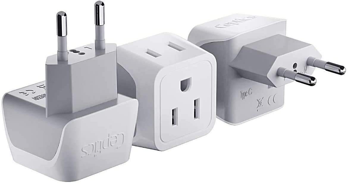Ceptics India Travel Adapter Bundle - Universal Type C & D Plug for USA to India, Maldives, Pakistan, Nepal - Charge iPhone, Android Phones, Tablets, Cameras - Perfect for Business Trips & Family Vacations