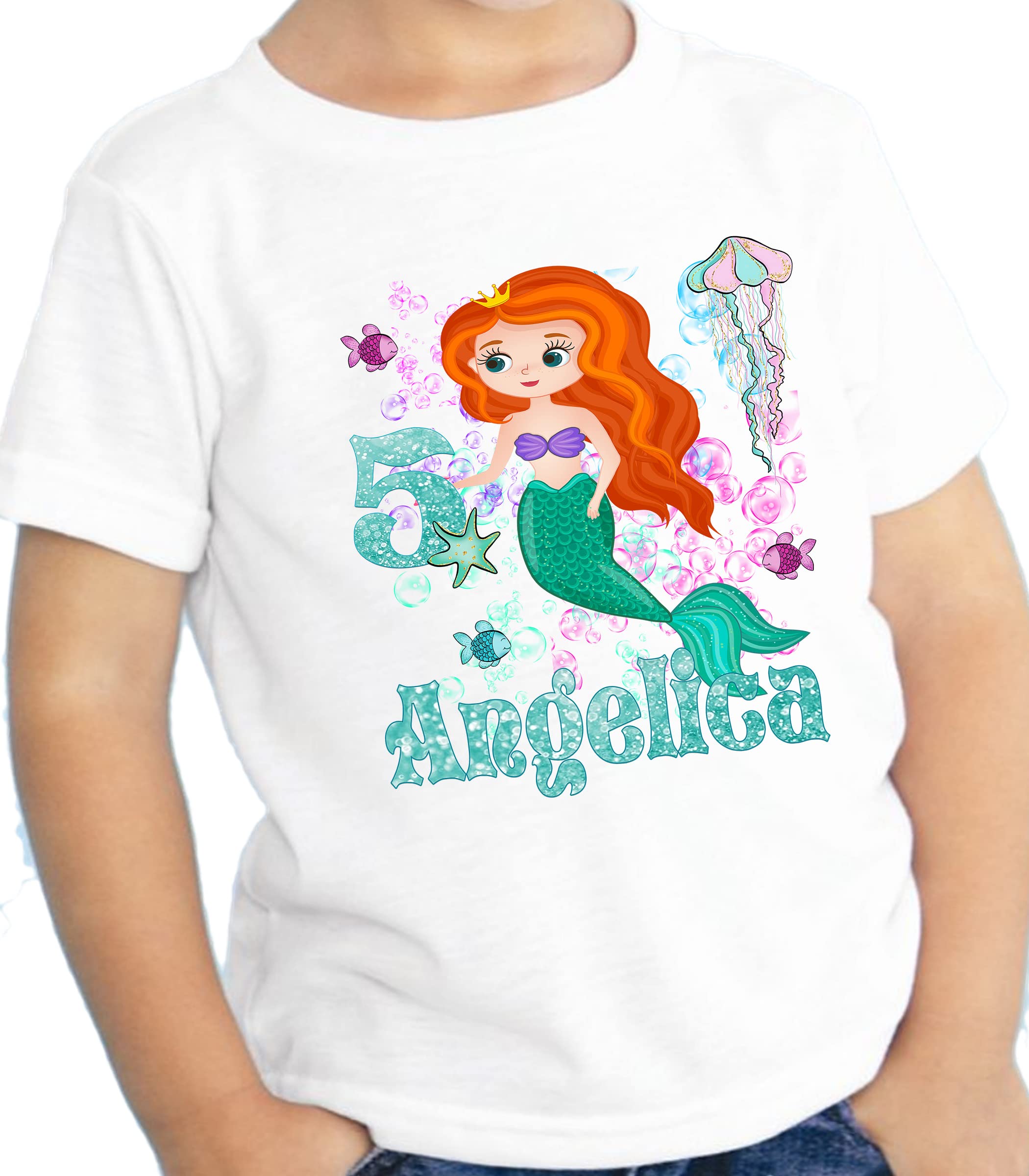 Mermaid Birthday Shirt for Girls - Custom Little Mermaid Party T-Shirt - Cute Mermaid Theme Outfit for Birthday Celebrations & Beach Parties