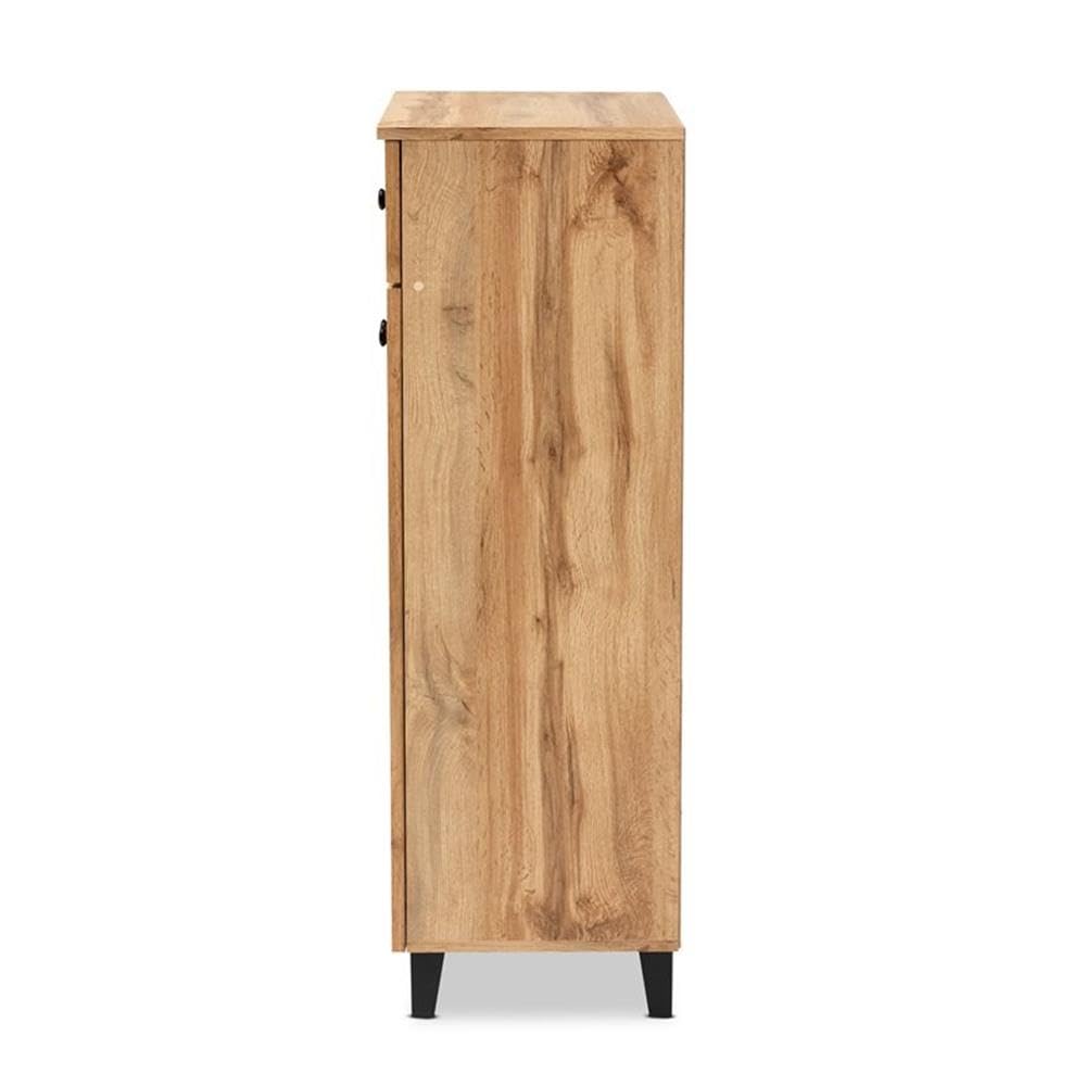 Baxton Studio Glidden Modern Shoe Storage Cabinet - 1-Drawer Oak Brown Wooden Entryway Organizer for Shoes, Boots & Home Décor | Perfect for Hallway, Closet & Bedroom Organization