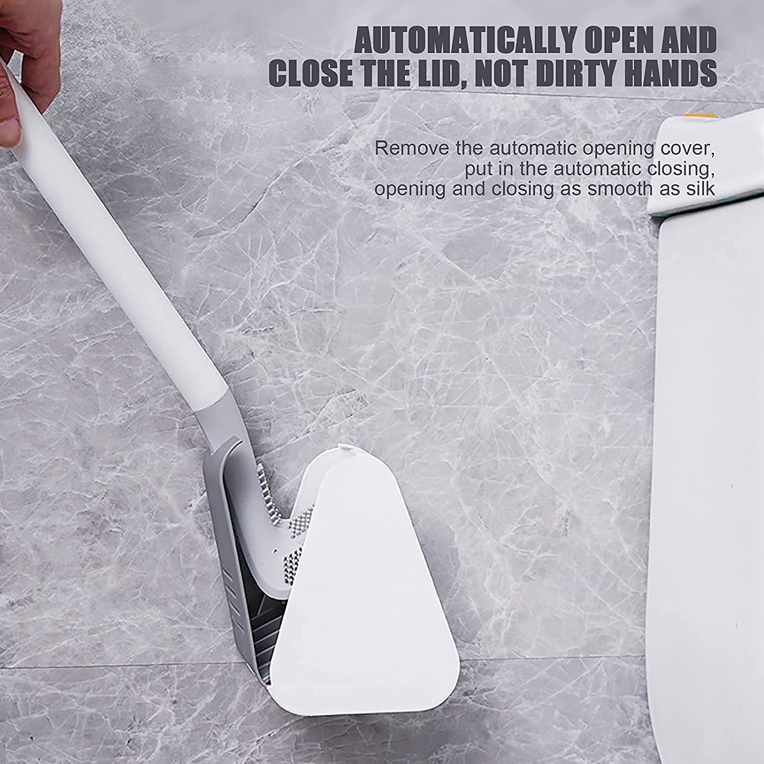 Flexible Silicone Toilet Brush and Holder Set - Long Handle Bathroom Cleaning Brush, No Drill Wall Mount, Quick Drying (White) - Ideal for Golf Lovers, Perfect for Toilet Bowl Cleaning in Small Bathrooms & RVs