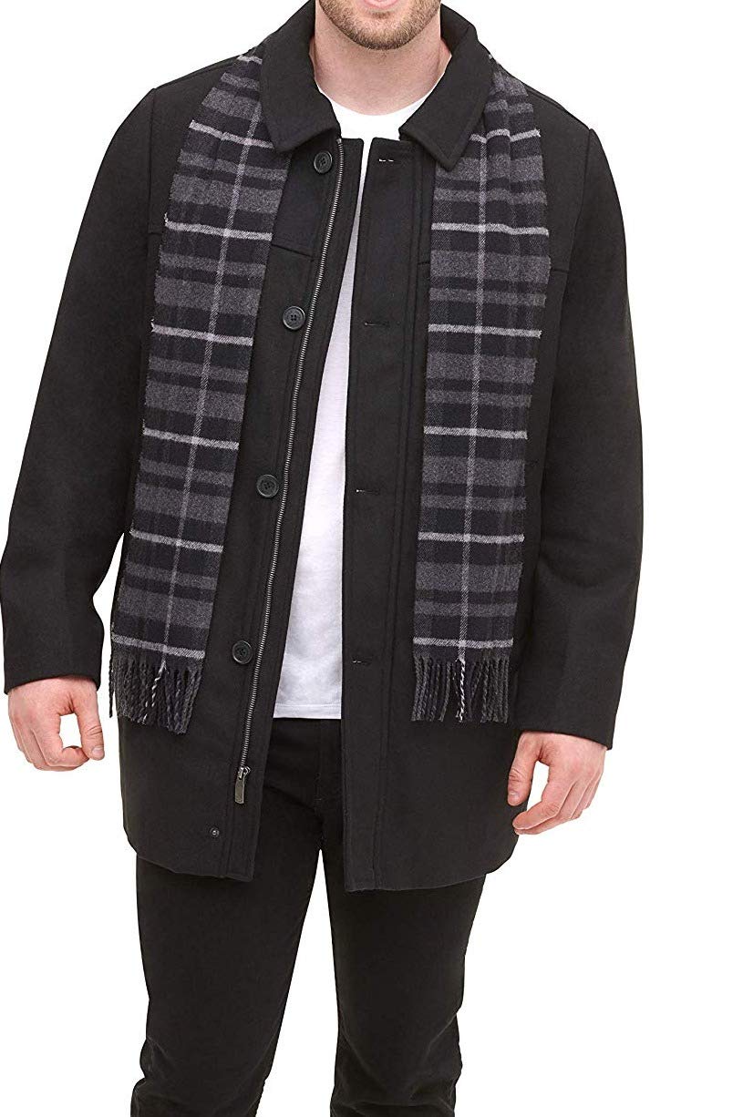 Dockers Men's Weston Wool Blend Coat with Scarf - Classic Winter Overcoat for Business & Casual Wear (Regular & Big & Tall Sizes) | Perfect for Office, Commuting & Formal Events