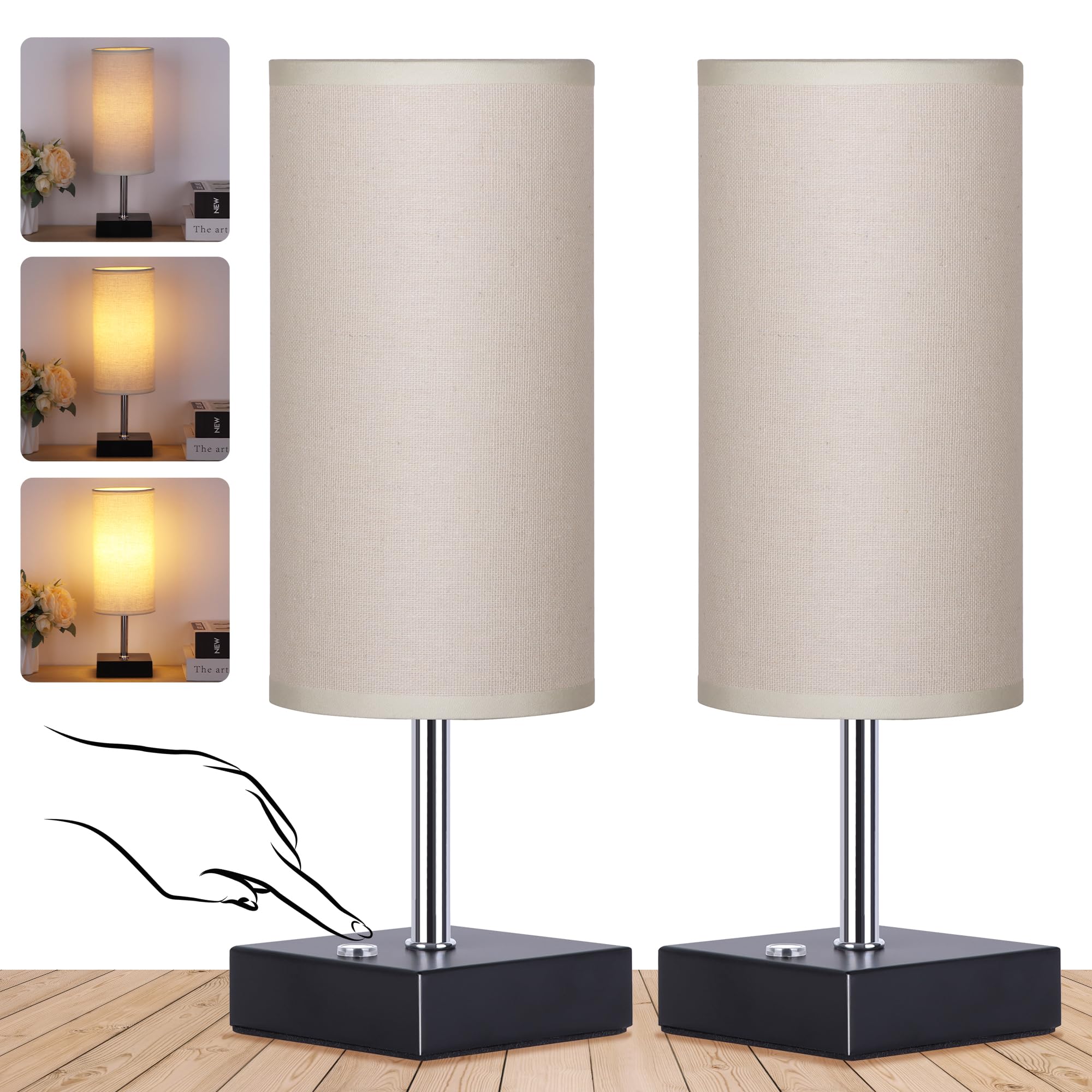 Rechargeable Cordless Table Lamp - Touch Dimmable Battery Operated Nightstand Lamp, Wireless LED Desk Light for Bedroom, Living Room, Dorm Decor - Perfect for Reading, Relaxation & Nighttime Use (2-Pack)