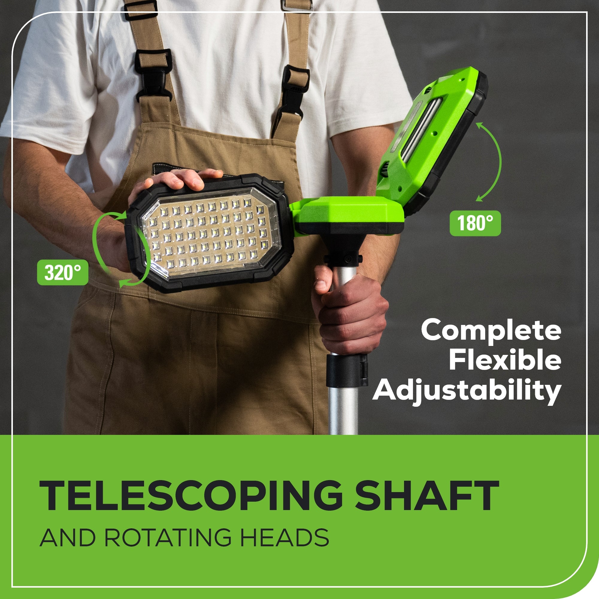24V Cordless Battery Standing Light (Tool Only) - Bright LED Work Light for Outdoor, Garage, and Construction Use