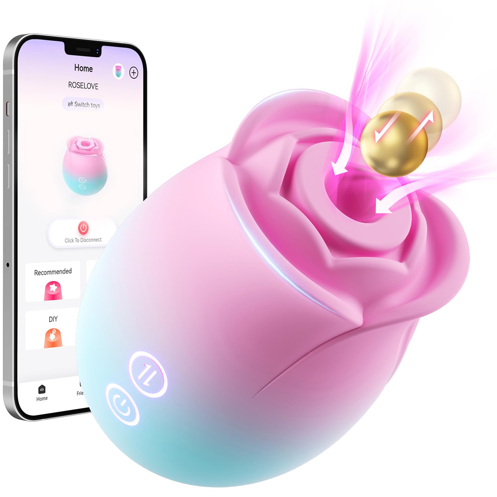 Premium Rose Vibrator for Women - 9 Suction Modes Clitoral & G-Spot Stimulator, Rechargeable Adult Toy for Couples & Solo Play - Perfect for Sensual Massage, Foreplay and Intimate Moments