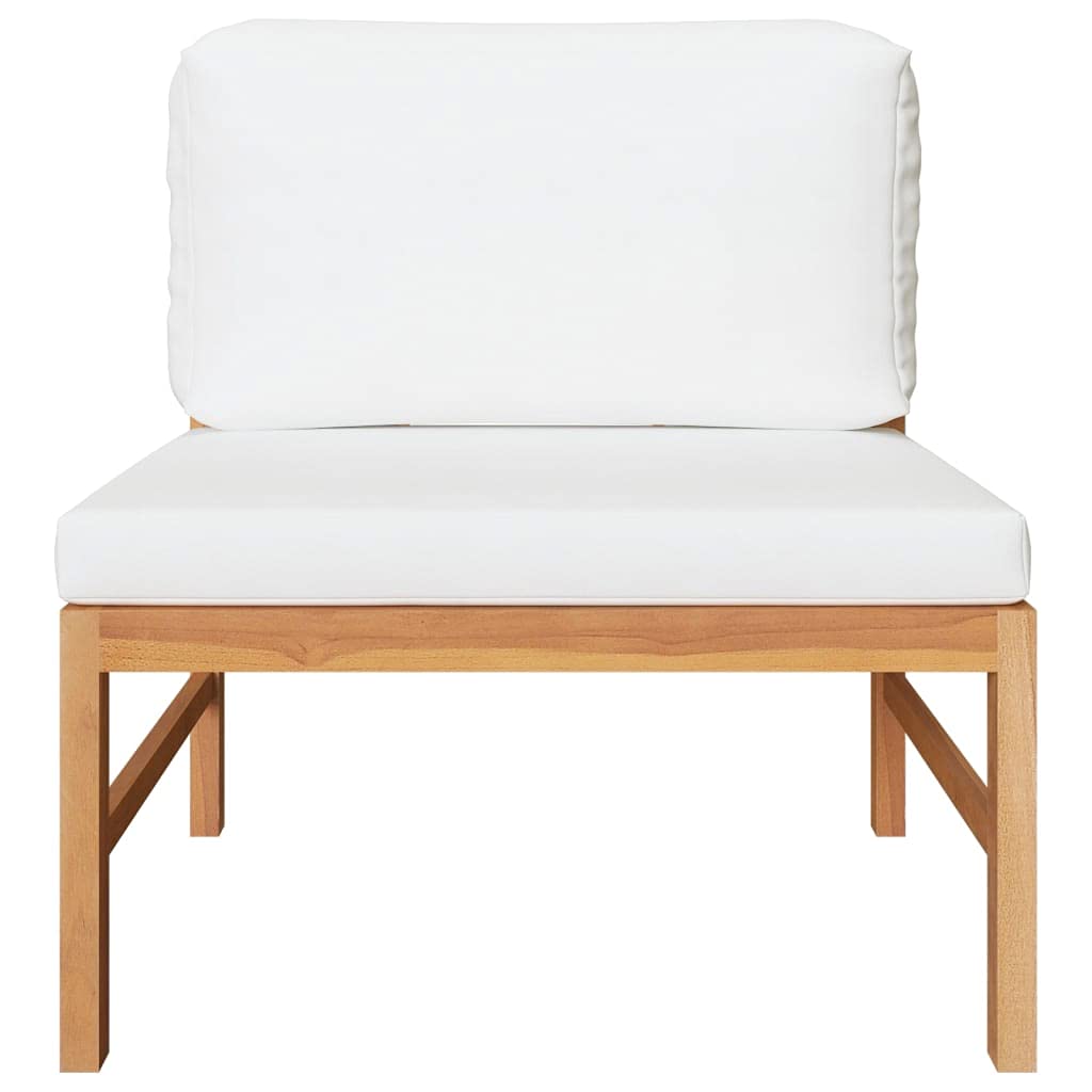Premium Solid Teak Wood Outdoor Sofa with Cream Cushions - Weather-Resistant Durable Garden Furniture Set for Patio, Poolside & Backyard - Easy Maintenance Modern Design