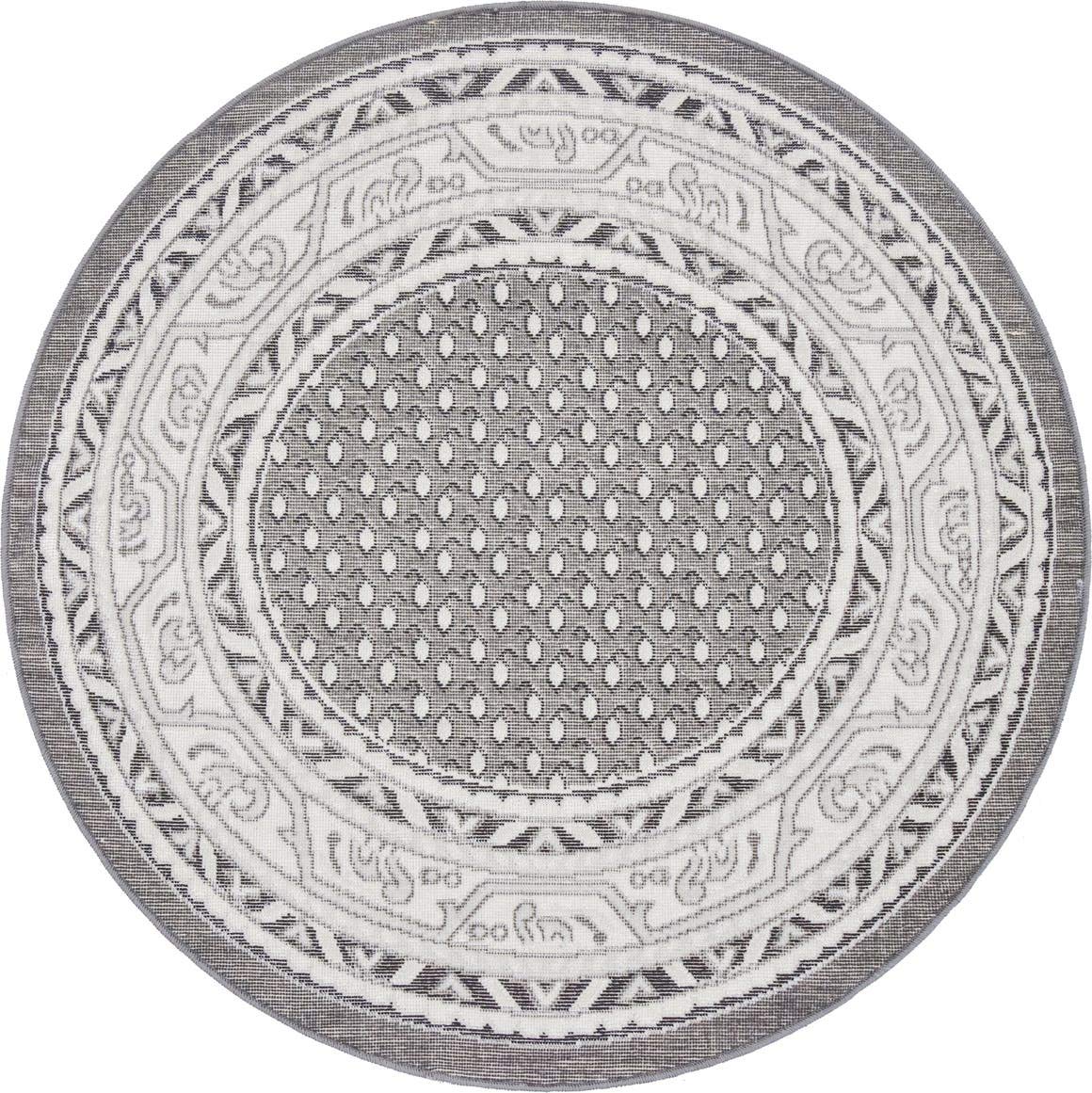 Unique Loom Williamsburg Collection Traditional Border Dotted Center Round Area Rug 3'7