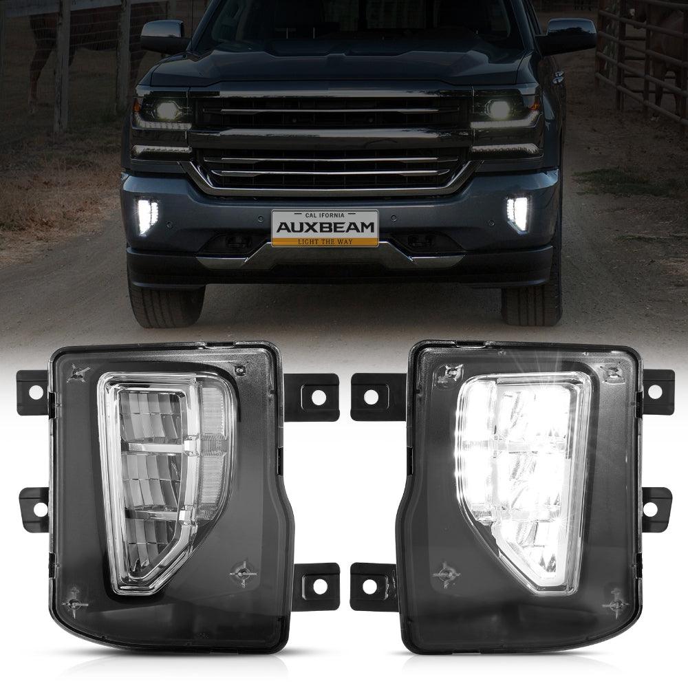 45W LED Fog Lights with DRL for 2016-2018 Chevy Silverado 1500 - Bright White Durable Off-Road Lighting for Night Driving & Foggy Conditions