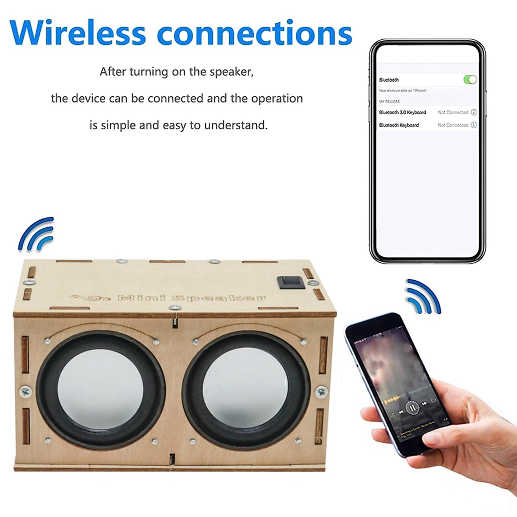 Bakemoro 5-Piece DIY Bluetooth Speaker Kit - Build Your Own Portable Wooden Speaker with Electronic Sound Amplifier - Perfect for Home, Office, and Outdoor Use