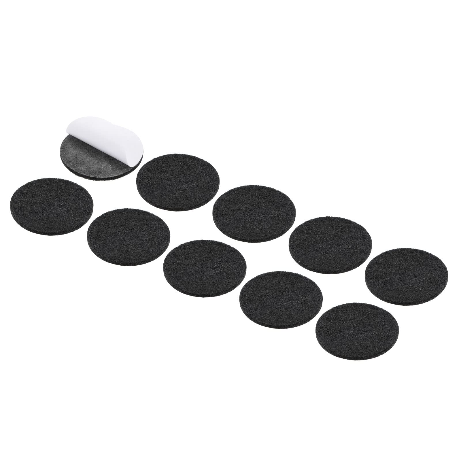 METALLIXITY Round Felt Furniture Pads 10Pcs (50x3mm) - Self Adhesive Floor Protectors for Cabinets, Chairs, Tables & Bed Feet - Black - Protect Hardwood Floors & Reduce Noise (Home & Office Use)