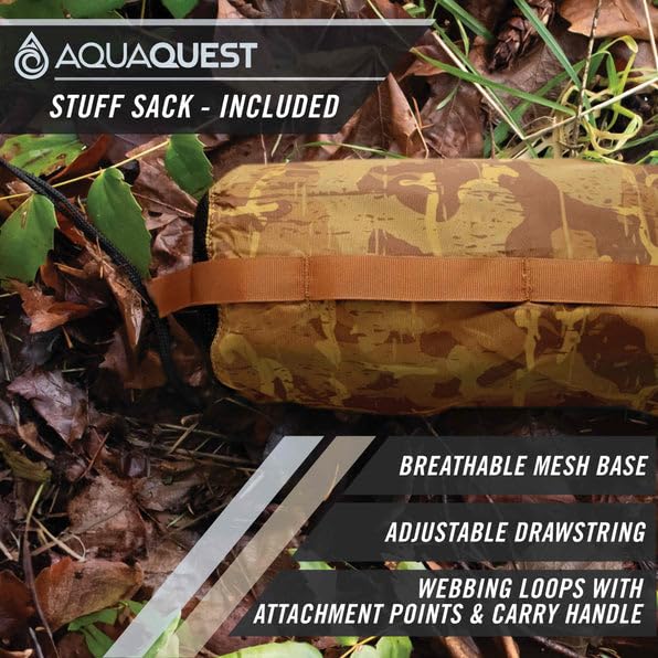 AquaQuest Safari Waterproof Camping Tarp - Ultra Lightweight & Durable Rain Fly Shelter for Hiking, Backpacking, Hammock Camping - Perfect for Outdoor Adventures, Emergency Shelter & All-Weather Protection