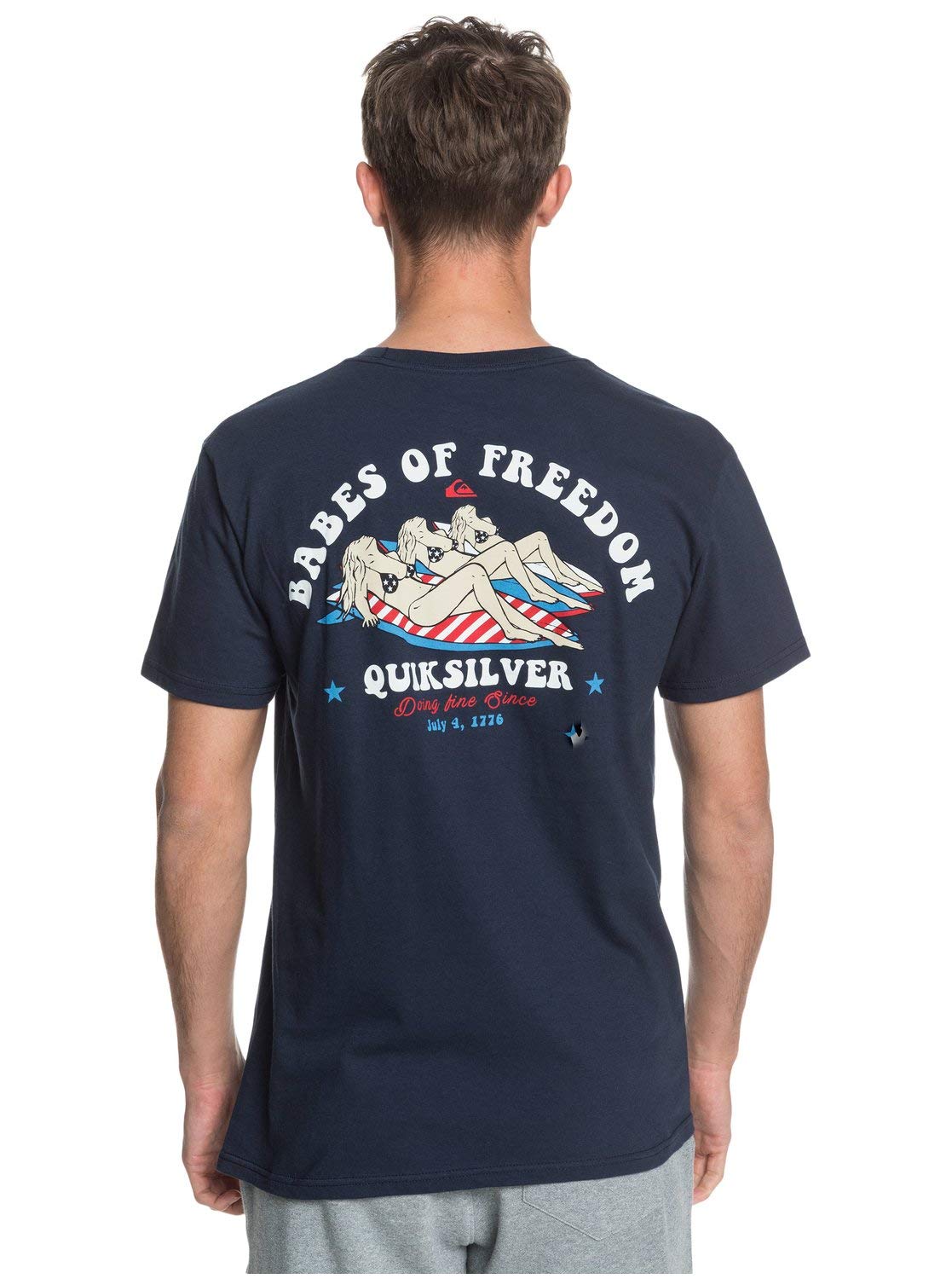 Quiksilver Men's 4th of July Patriotic American Flag Short Sleeve T-Shirt - Casual Summer Tee for BBQ, Beach & Independence Day Celebrations