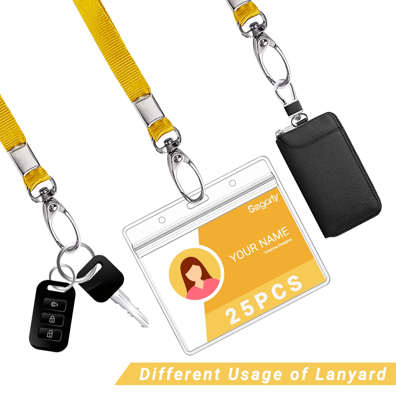 Segarty 25 Pack ID Lanyards with Clear Badge Holders - Waterproof & Durable for Work, School & Events
