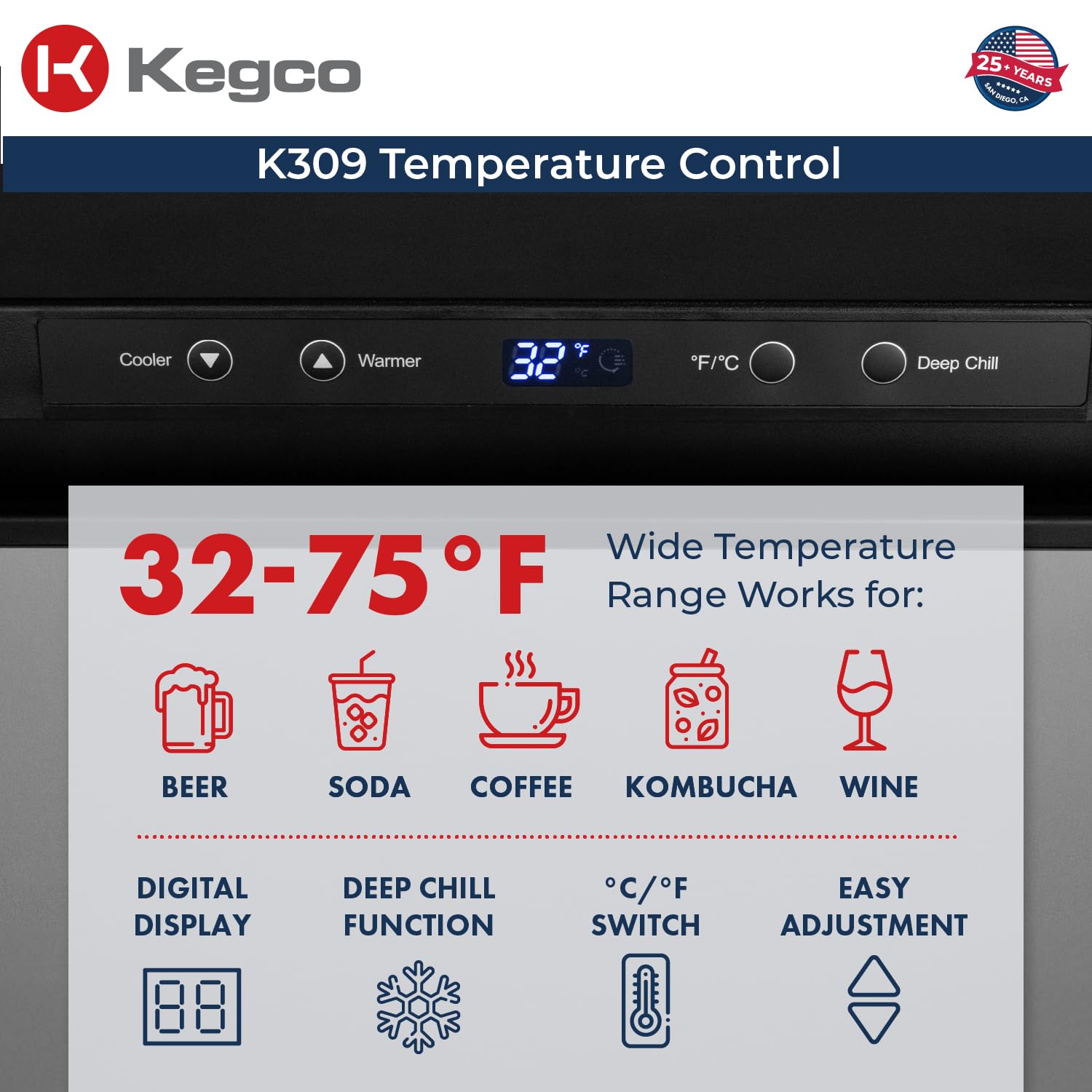 Kegco K309SS-1 Stainless Steel Keg Dispenser - Commercial & Home Beer Tap System for Parties, Bars & Restaurants