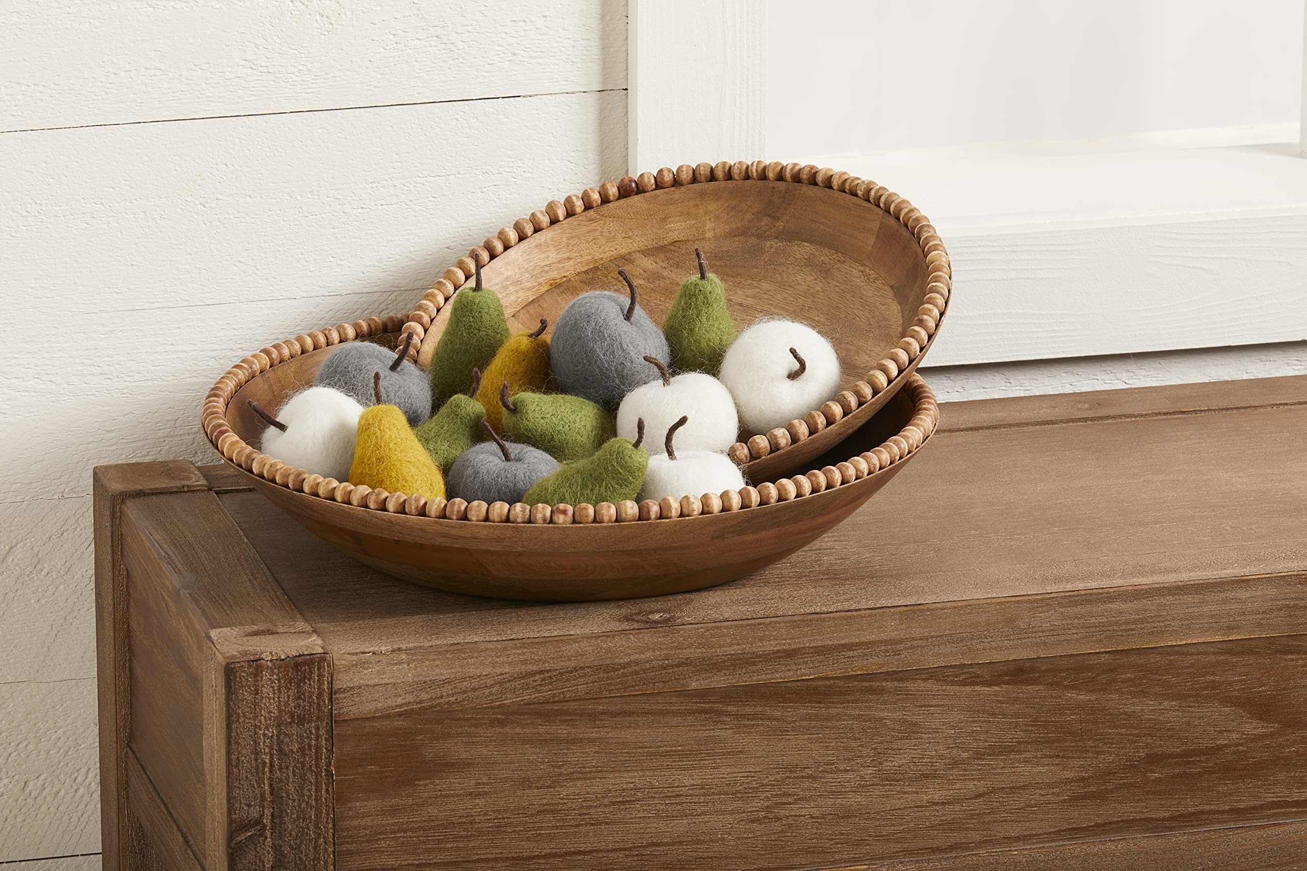 Premium Yellow Pear Felt Fruit Decor by Mud Pie - Handmade Home Decor for Kitchen, Dining Table, and Seasonal Display
