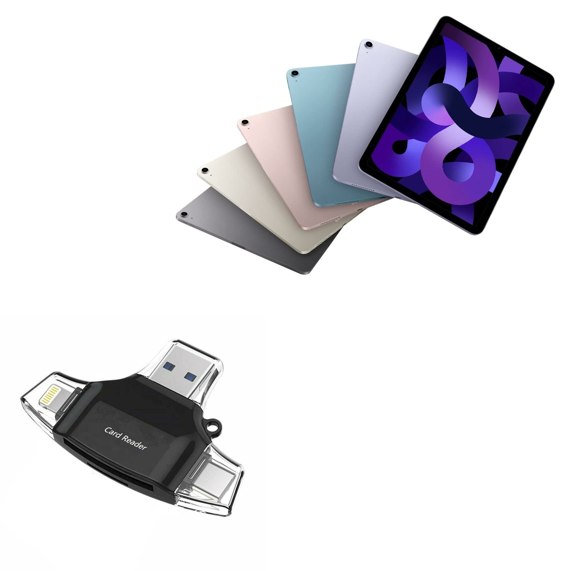 BoxWave SD Card Reader for Apple iPad Air 5th Gen (2022) - MicroSD & USB Adapter, Compact & Portable - Perfect for Photo Transfer, Video Editing & File Management - Jet Black