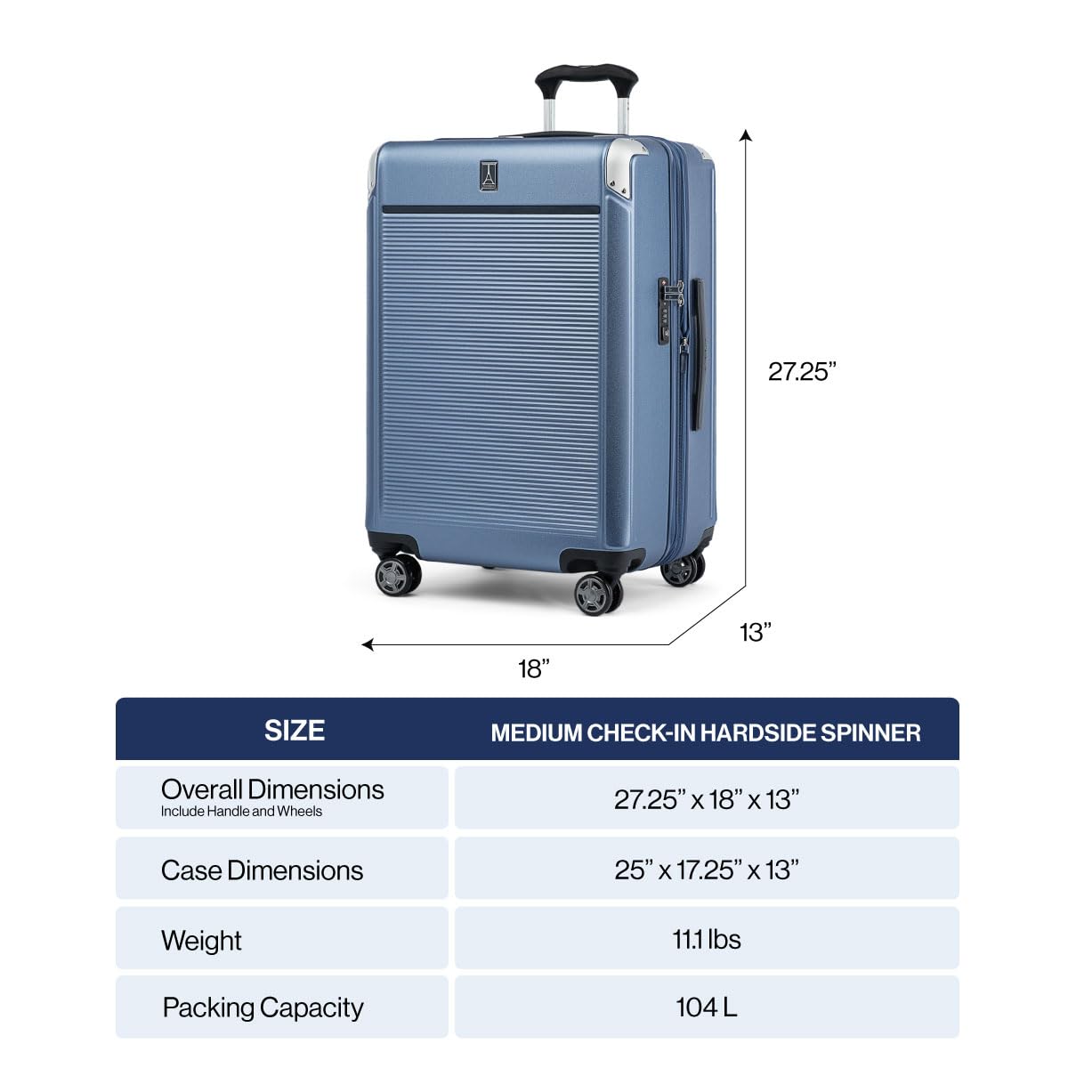 Travelpro Platinum Elite Expandable Hardside Checked Luggage 25-Inch - 8 Wheel Spinner Suitcase with TSA Lock, Durable Polycarbonate Hard Shell - Vintage Grey (Perfect for Business Travel & International Vacations)