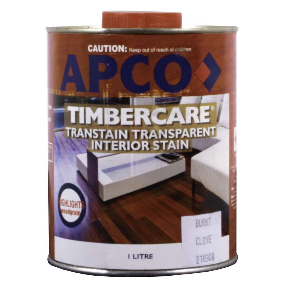 Apco Timbercare Transtain Transparent Stain Burnt Clove 1L - Premium Wood Stain for Decks, Fences & Outdoor Furniture - Weatherproof & UV Resistant Finish
