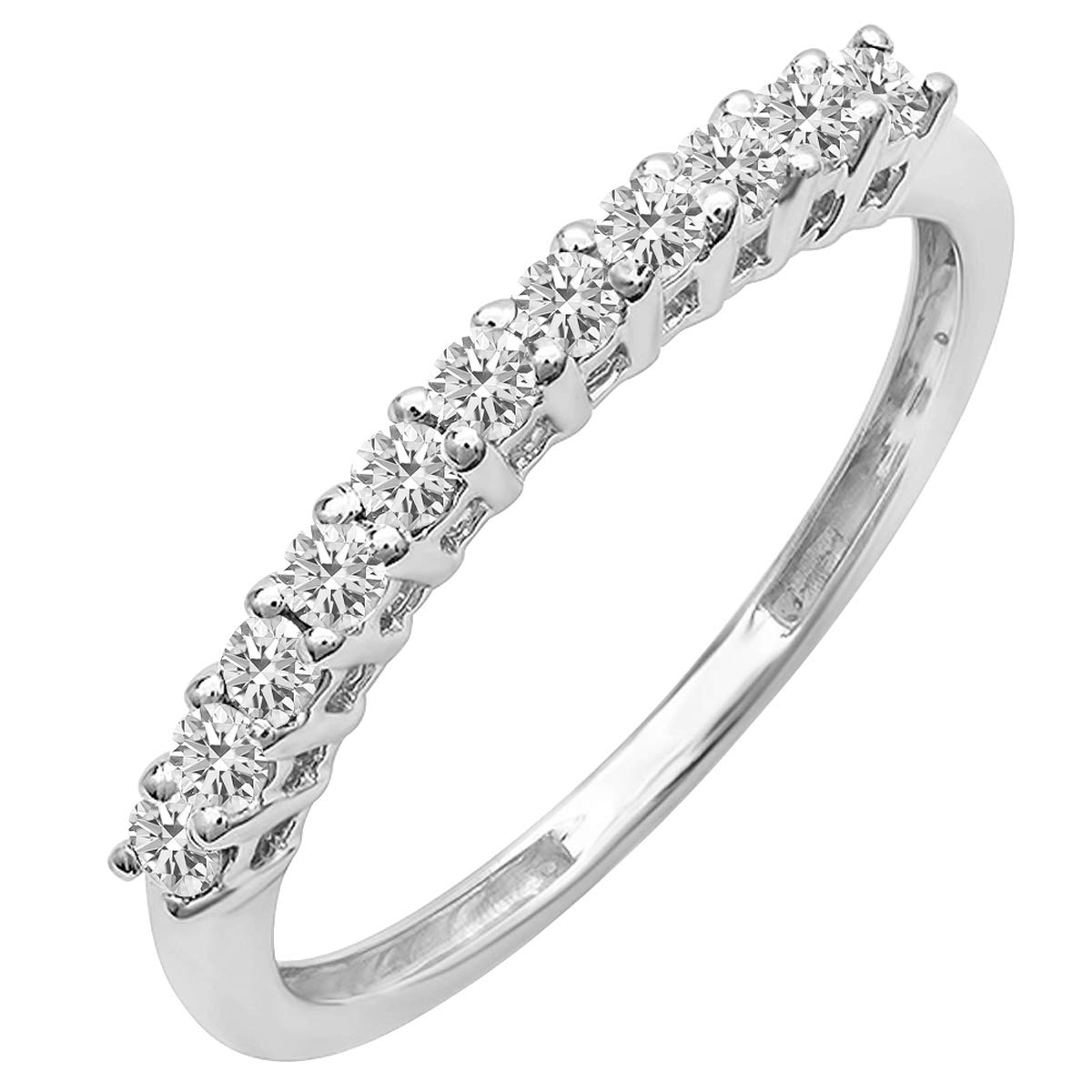 18K White Gold Round Lab-Grown Diamond Stackable Wedding Band for Women | Dazzlingrock Collection | Perfect for Engagement, Anniversary & Everyday Elegance