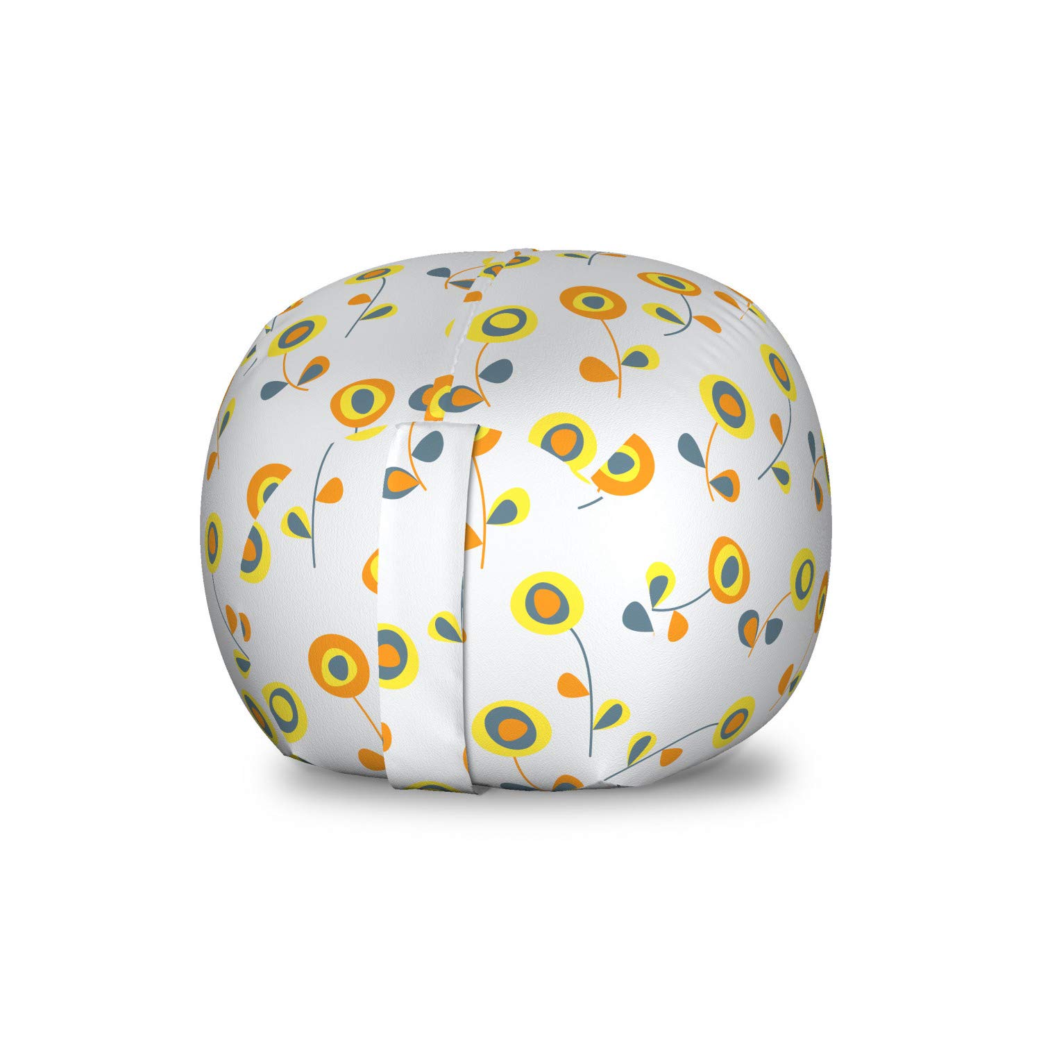 Ambesonne Floral Storage Toy Bag Chair - Abstract Flower Print Stuffed Animal Organizer, Washable Small Multicolor Storage Bag for Kids' Room, Nursery, Playroom & Bedroom Organization