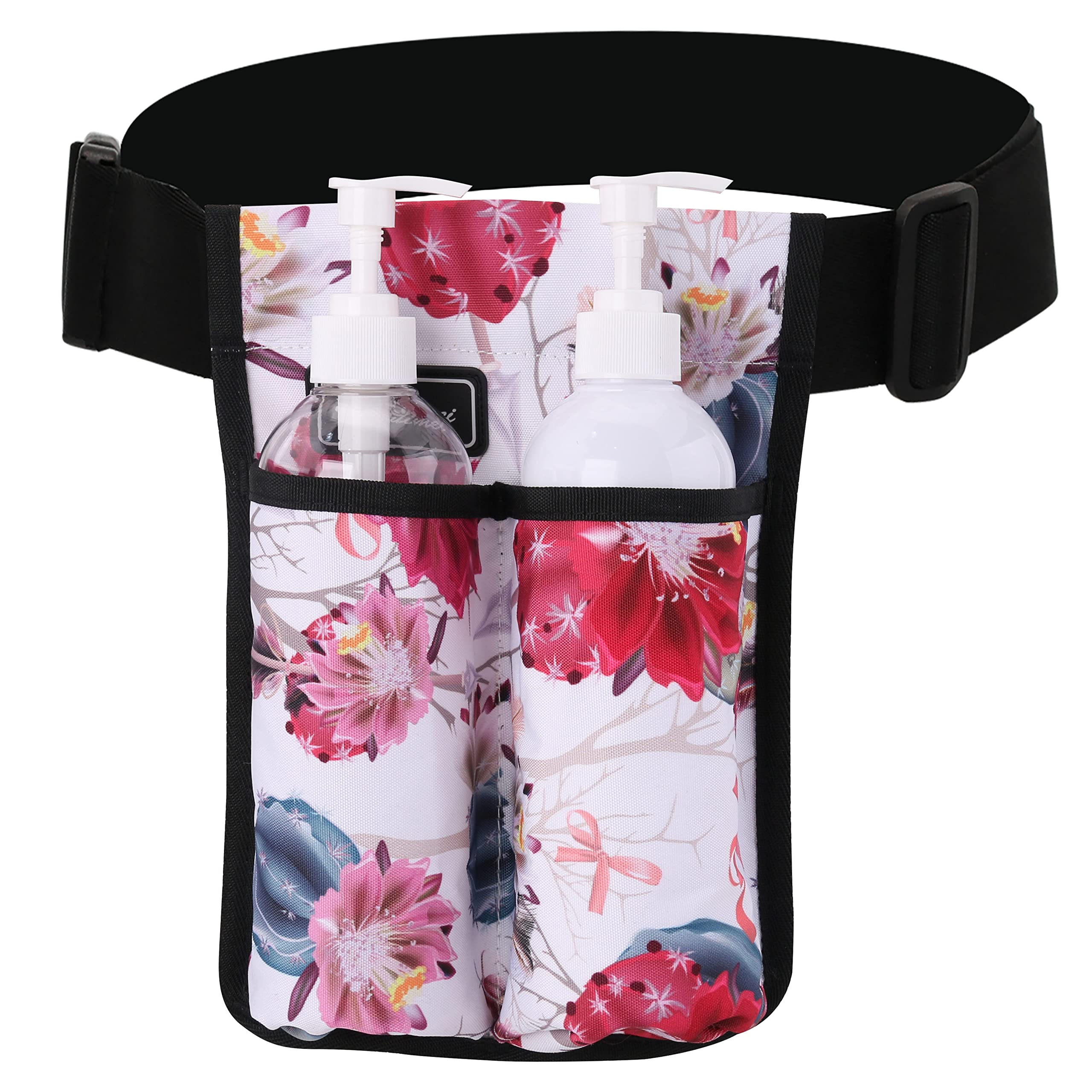 Professional Massage Bottle Bag & Holster for Therapists - Flower Design, Holds Massage Lotion & Oil - Perfect for Spa, Salon, and Home Massage Therapy Sessions