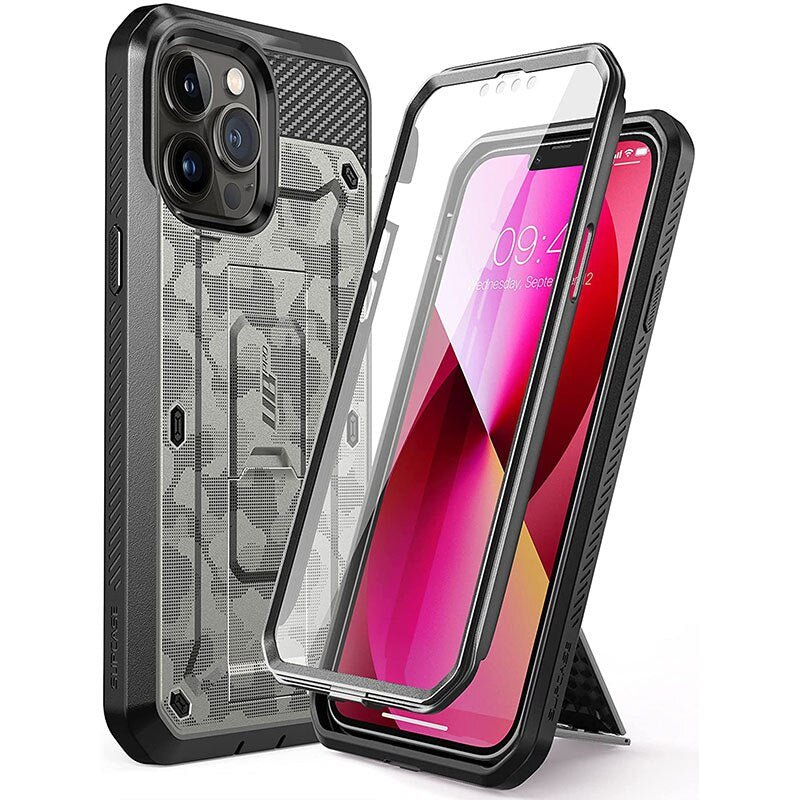 iPhone 13 Pro Max Case - Heavy Duty Full Body Protection with Holster & Kickstand | Shockproof, Military Grade Drop Protection | Perfect for Outdoor, Construction & Active Lifestyle Use